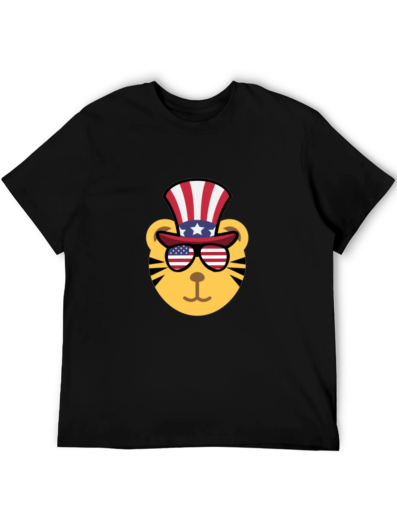 Black Patriotic Tiger Graphic Tee - Men's Black T-Shirt view 5