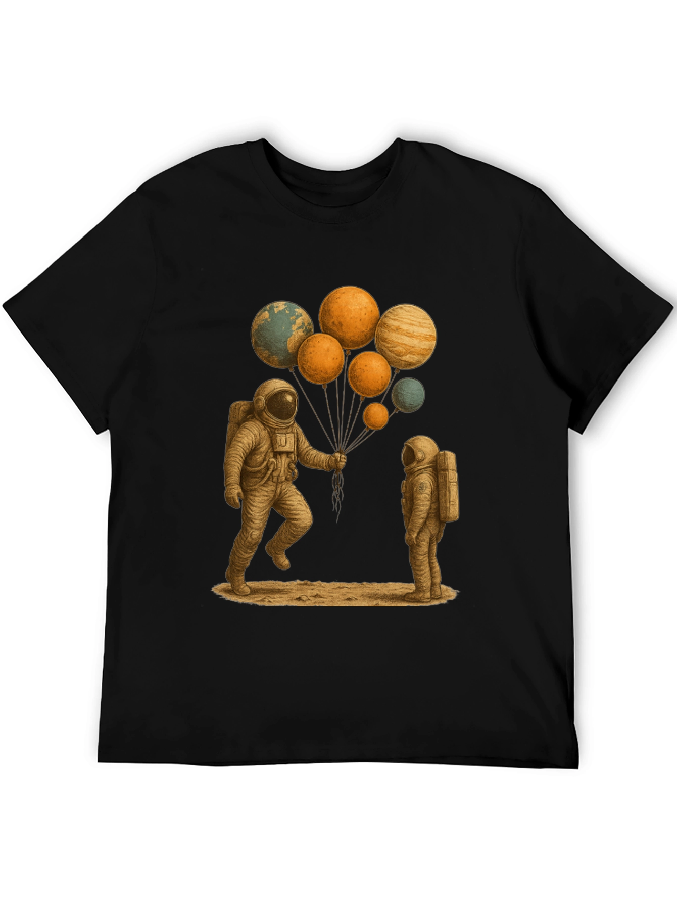 Black Astronauts and Planet Balloons Graphic Tee view 5