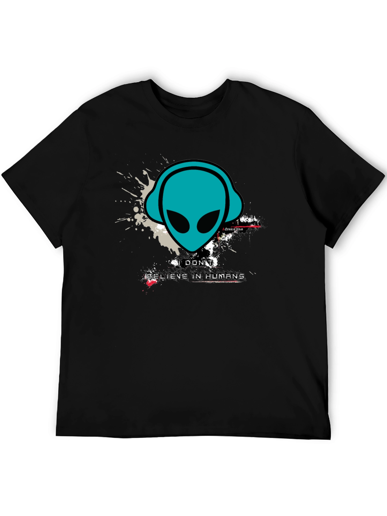 Black Alien Headphones Graphic Tee - Believe in Humans? view 5
