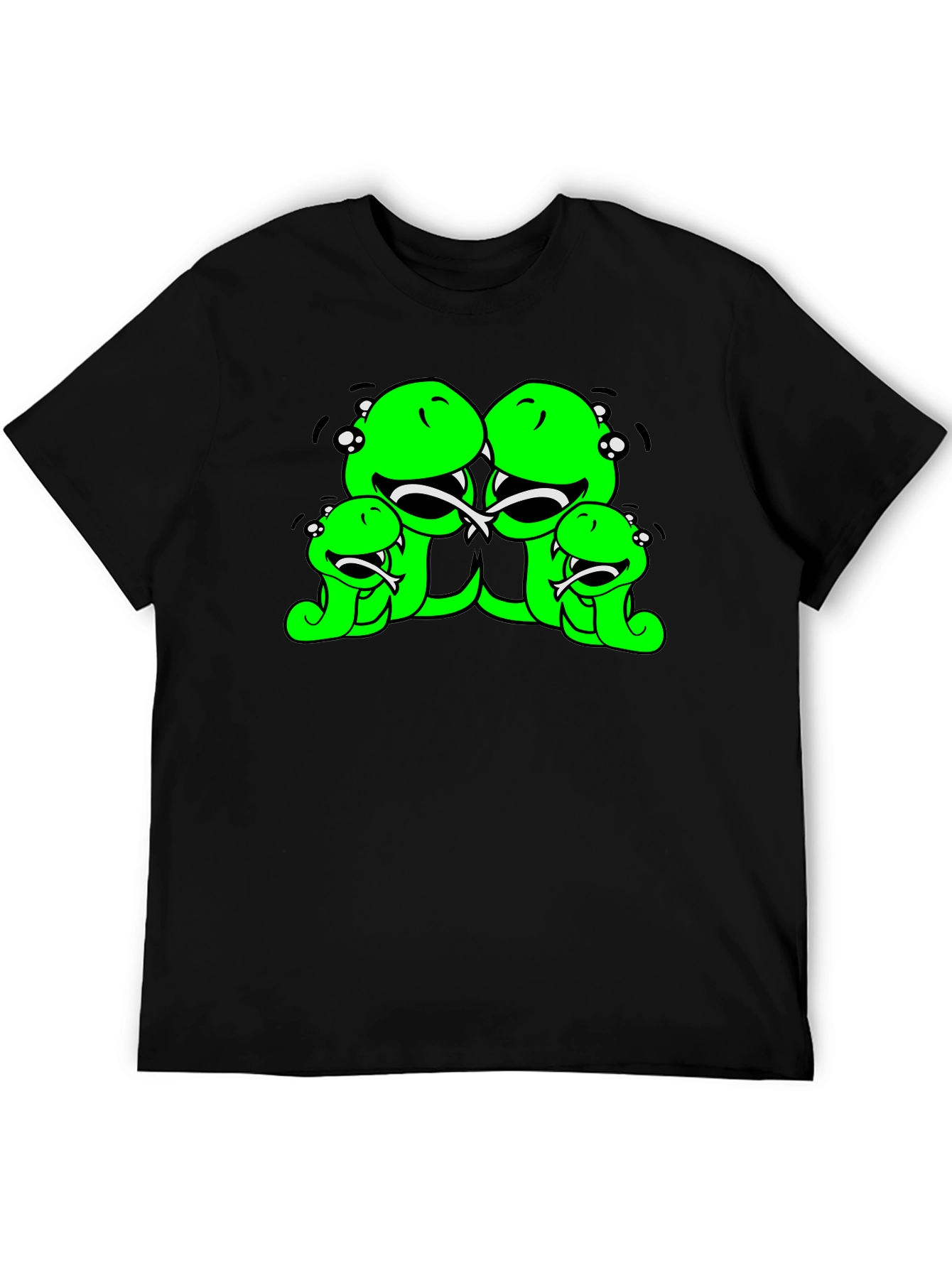 Black Funny Cartoon Snake Family Black T-Shirt view 5