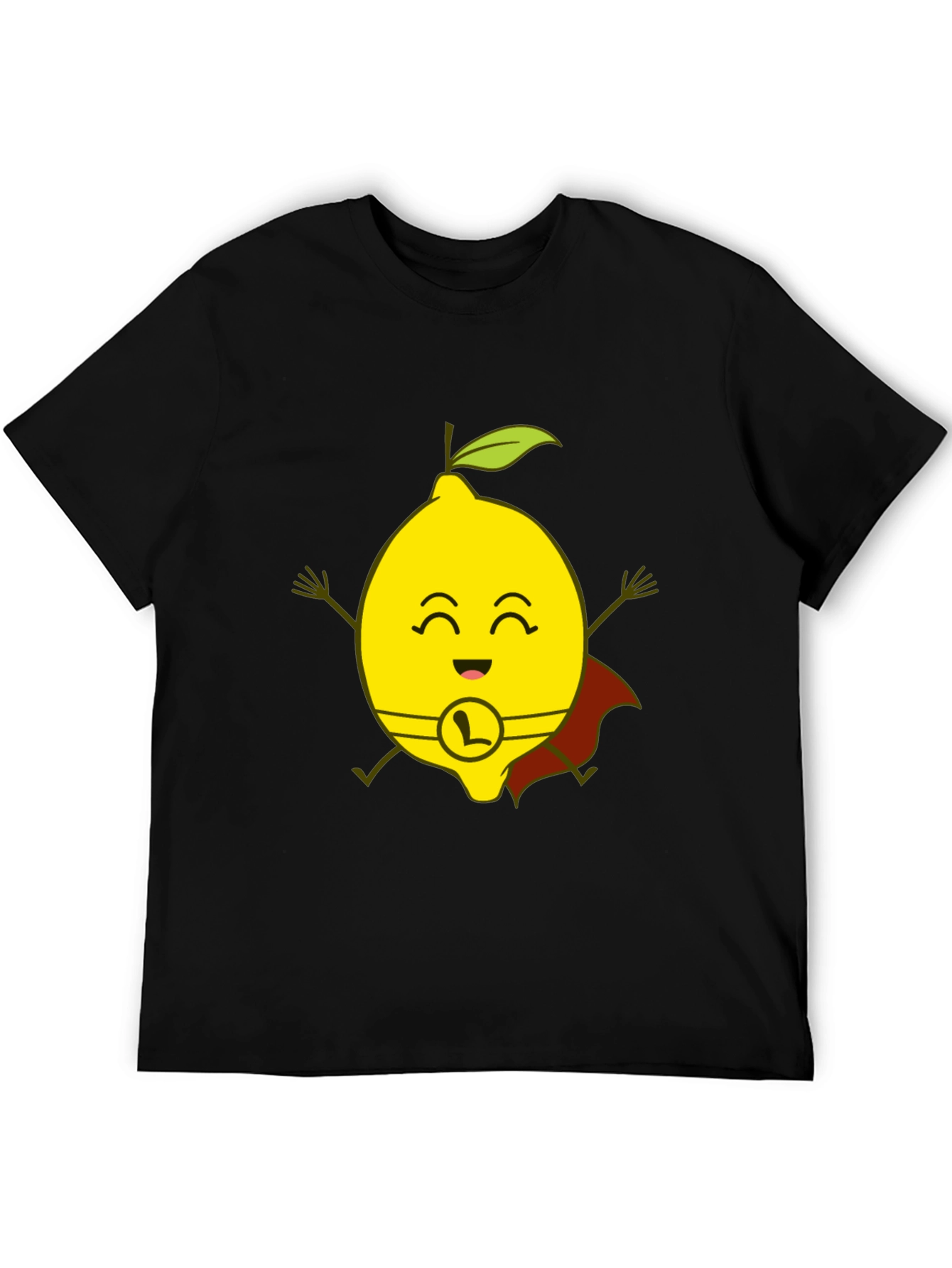 Black Super Lemon T-Shirt - Funny Cartoon Hero Tee view 5