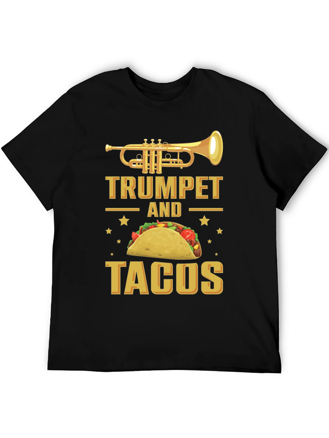 Black Trumpet and Tacos Graphic T-Shirt Funny Music Food Tee view 5