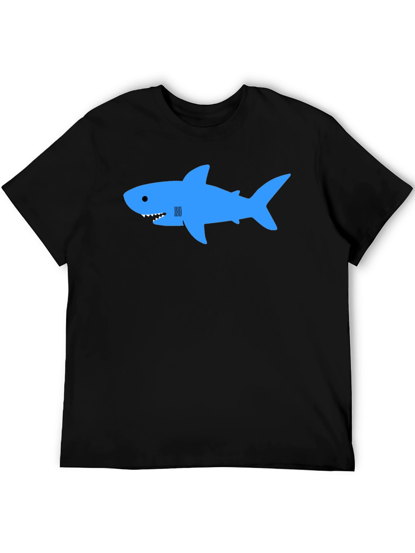 Black Blue Shark Graphic T-Shirt - Classic Crew Neck view 5