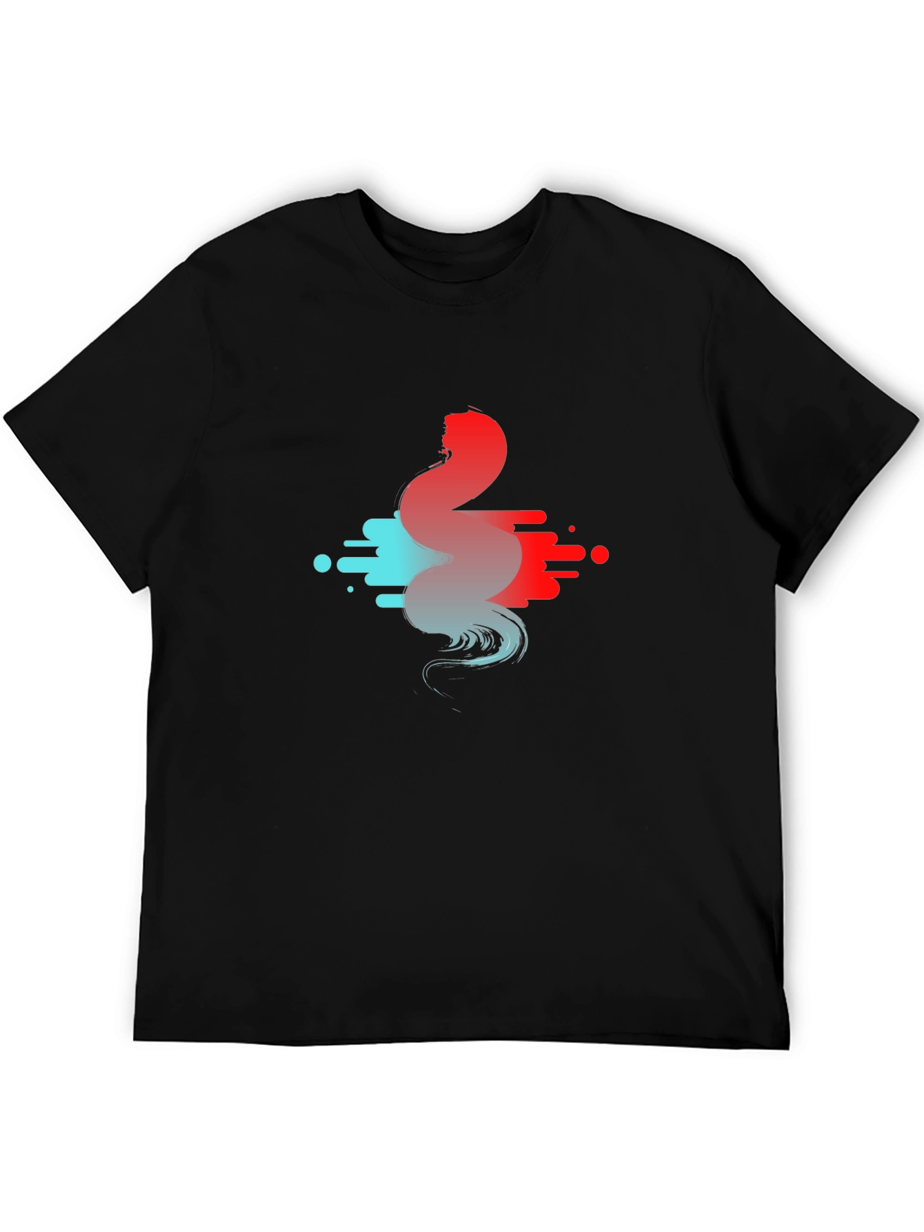 Black Abstract Wave Graphic T-Shirt view 5