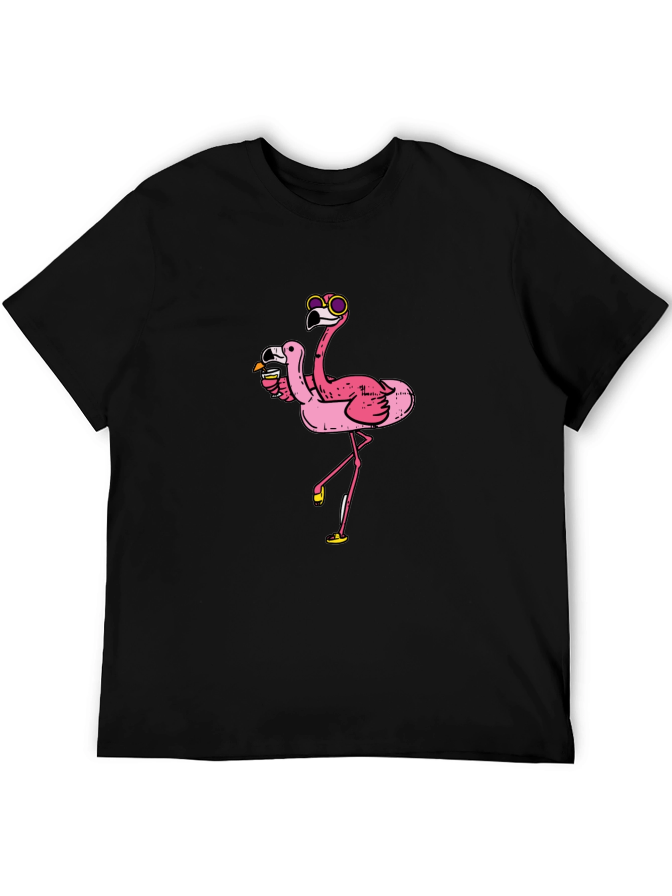 Black Funky Flamingo Tee - Party Animal Vibe! view 5