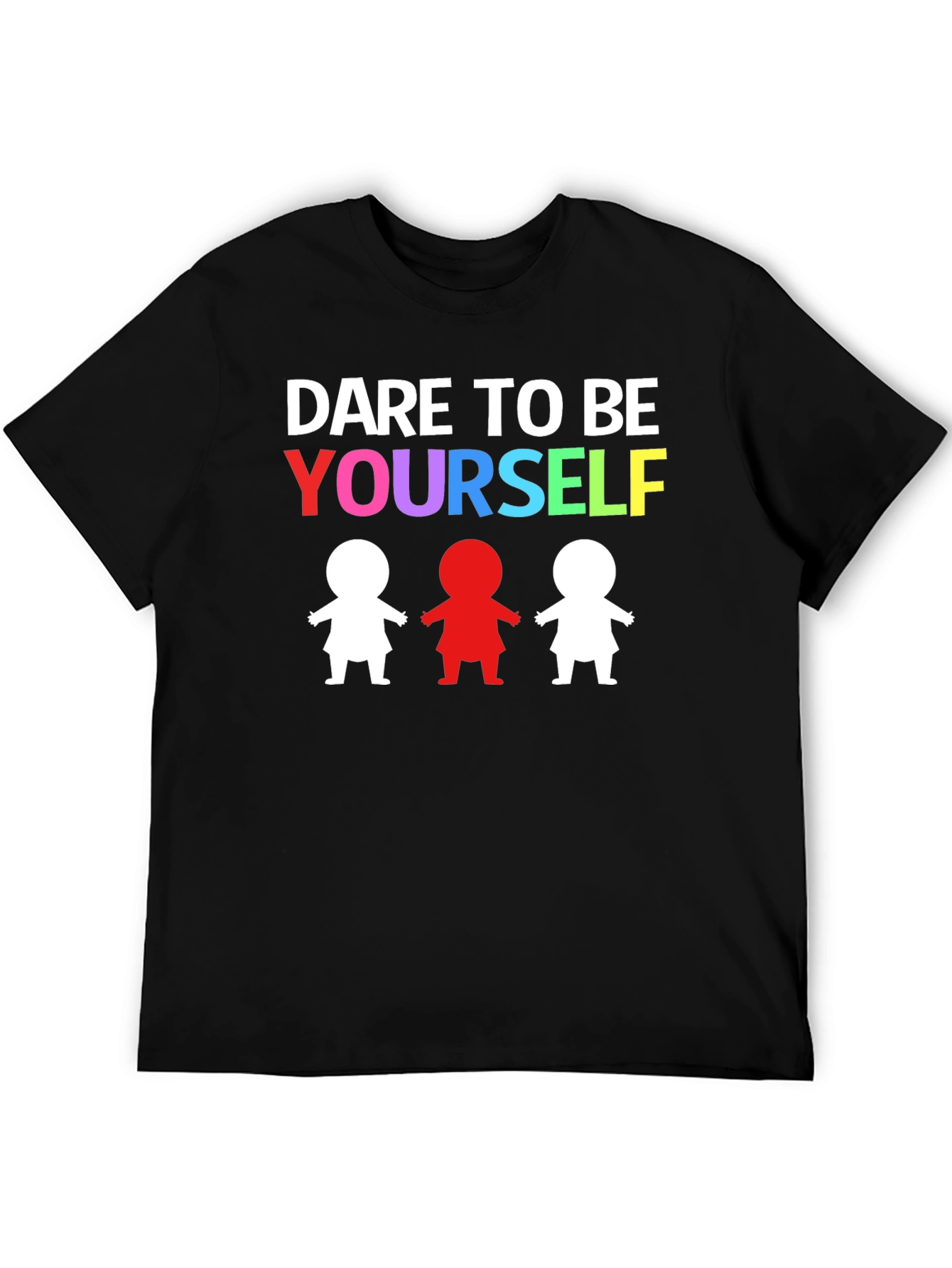 Black Dare to Be Yourself Graphic Print Black T-Shirt view 5