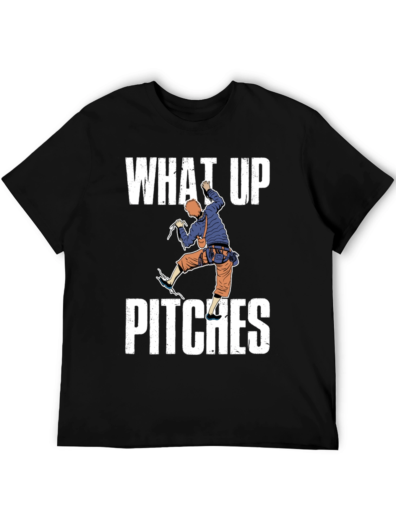 Black What Up Pitches Climbing Graphic T-Shirt view 5