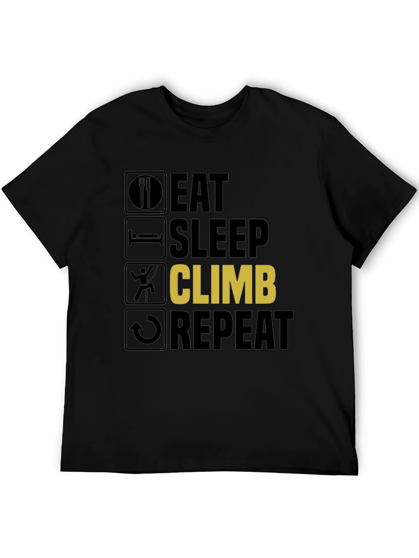 Black Eat Sleep Climb Repeat T-Shirt - Climbing Enthusiast view 5