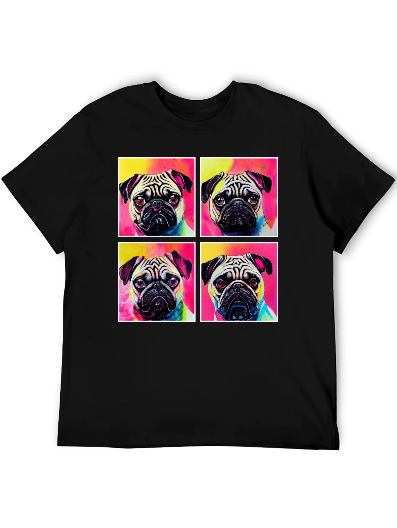 Black Pug Pop Art T-Shirt view 5