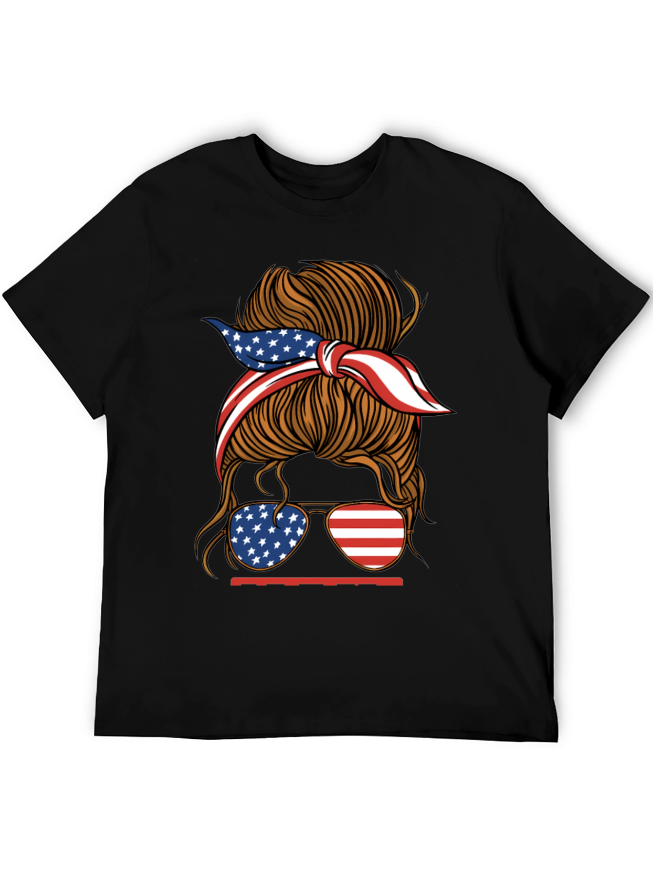 Black Patriotic Messy Bun Women's Graphic Tee view 5