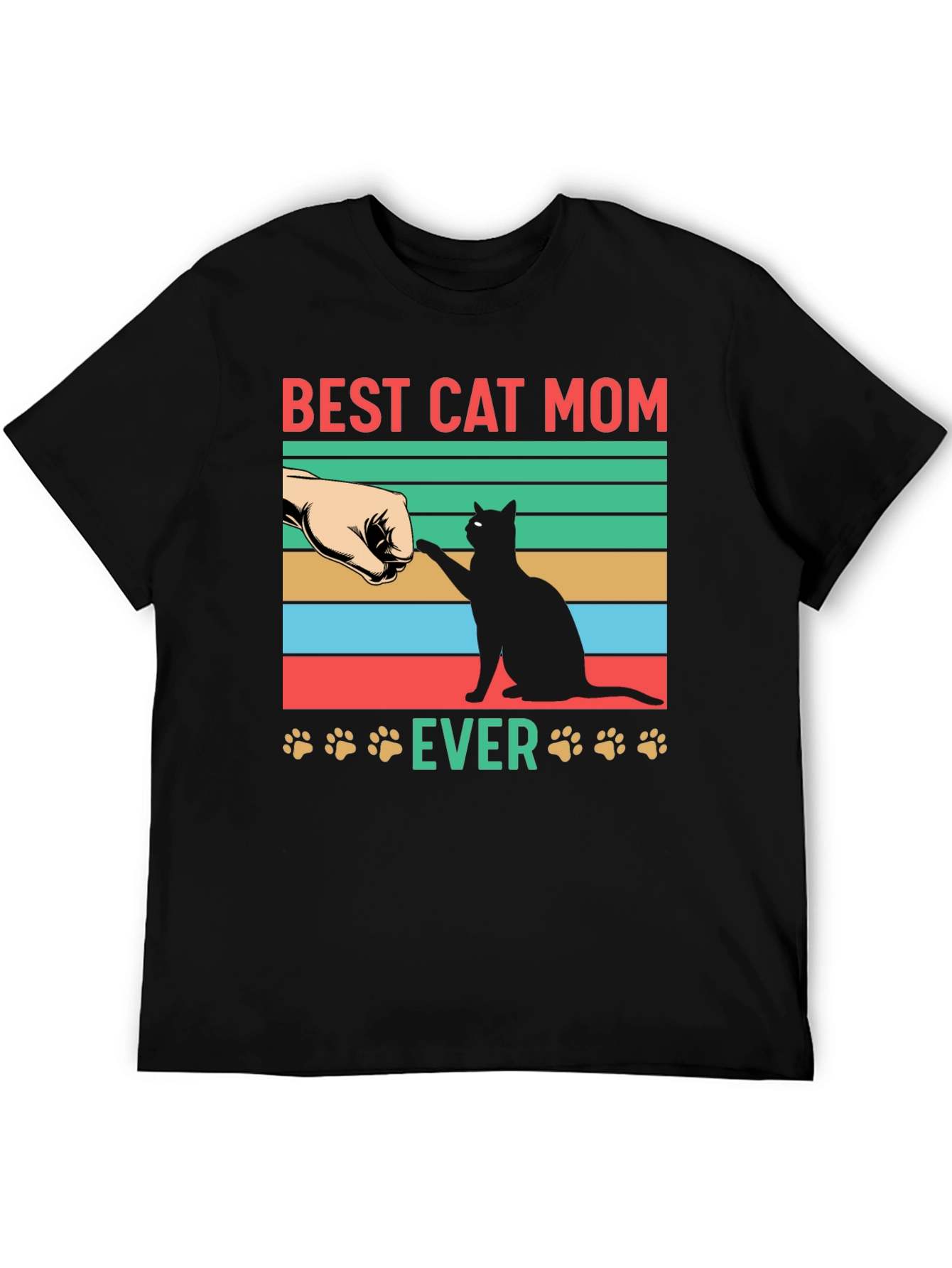 Black Best Cat Mom Ever Graphic T-Shirt view 5