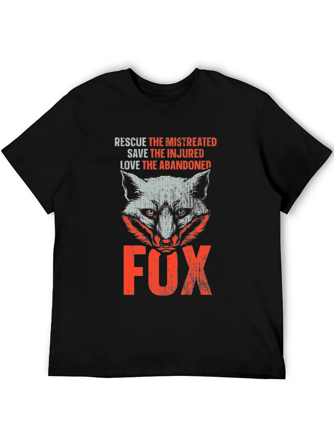 Black Rescue Fox Graphic T-Shirt - Animal Lover Tee view 5