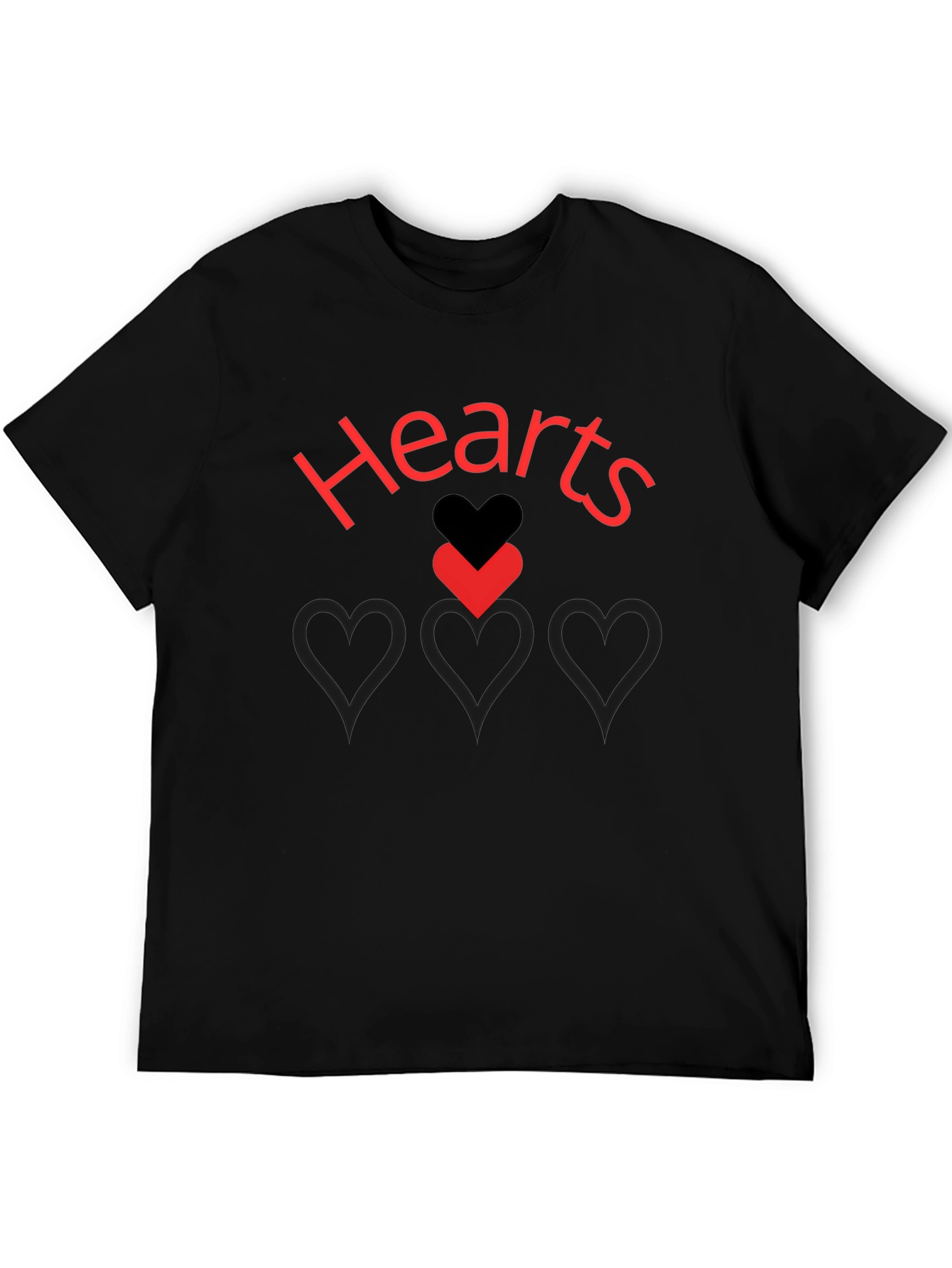 Black Hearts Graphic Print Black T-Shirt view 5