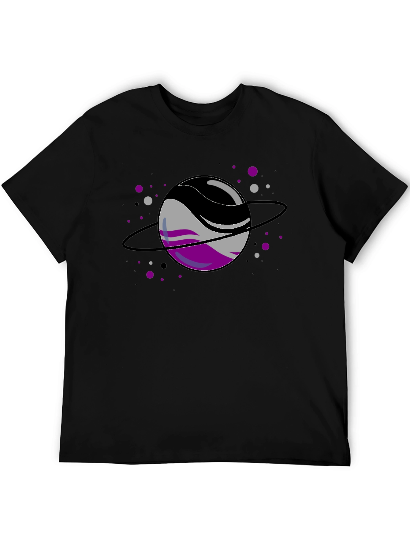 Black Asexual Pride Planet T-Shirt view 5