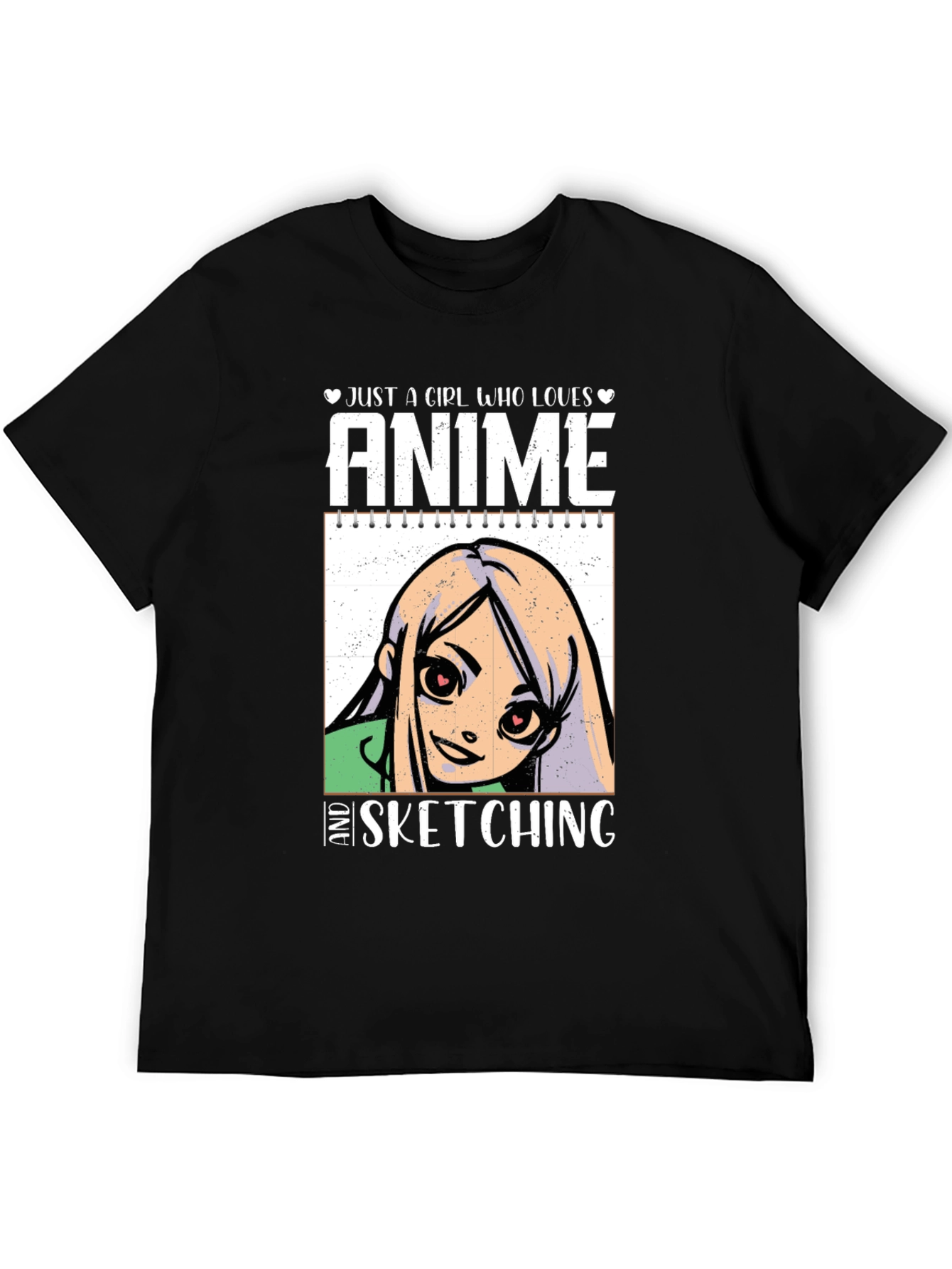 Black Anime Sketching Graphic T-Shirt view 5