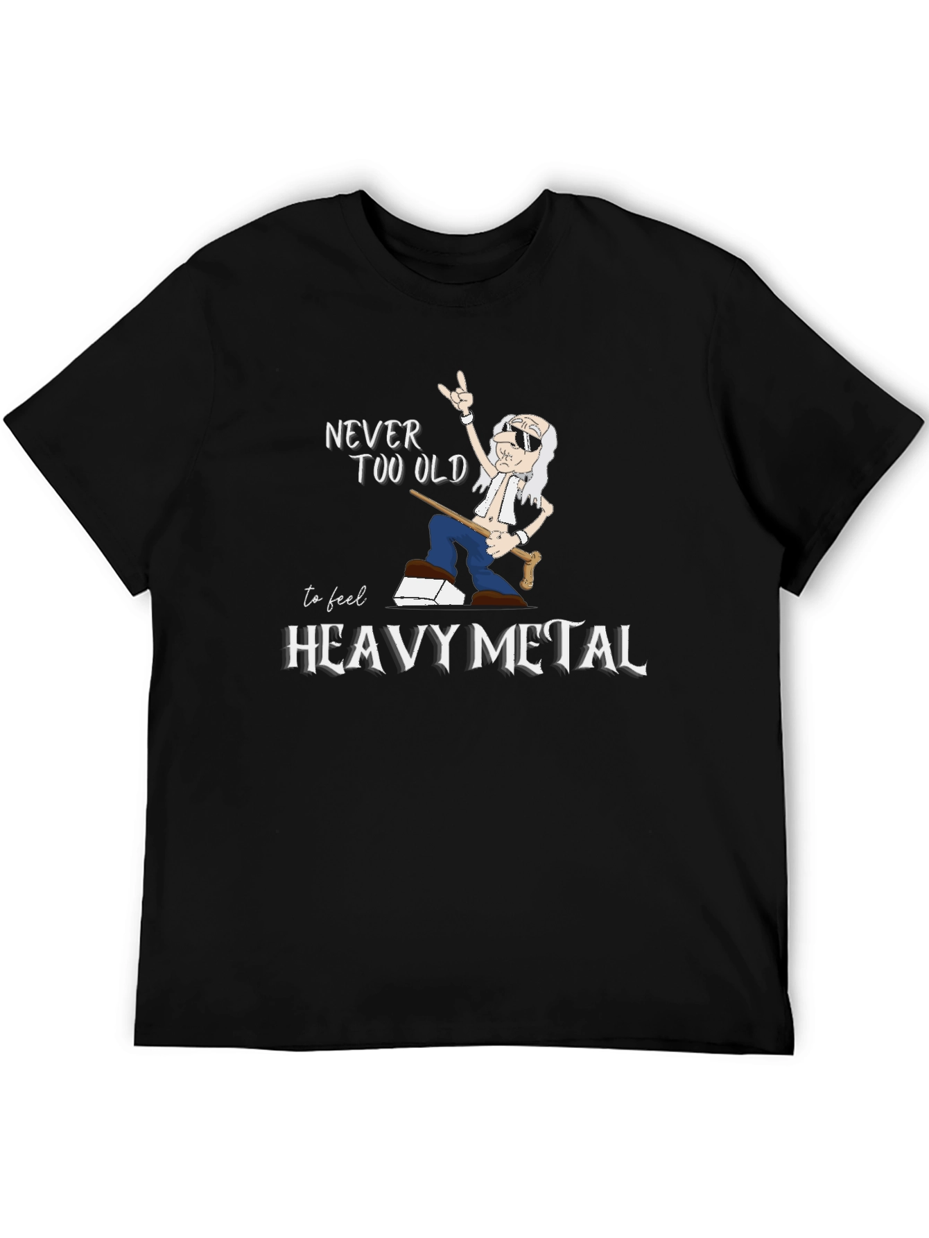 Black Never Too Old Heavy Metal Graphic T-Shirt view 5