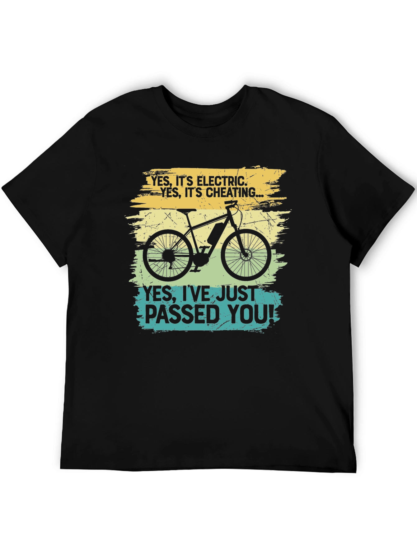 Black Electric Bike T-Shirt - "Yes, I've Just Passed You!" view 5
