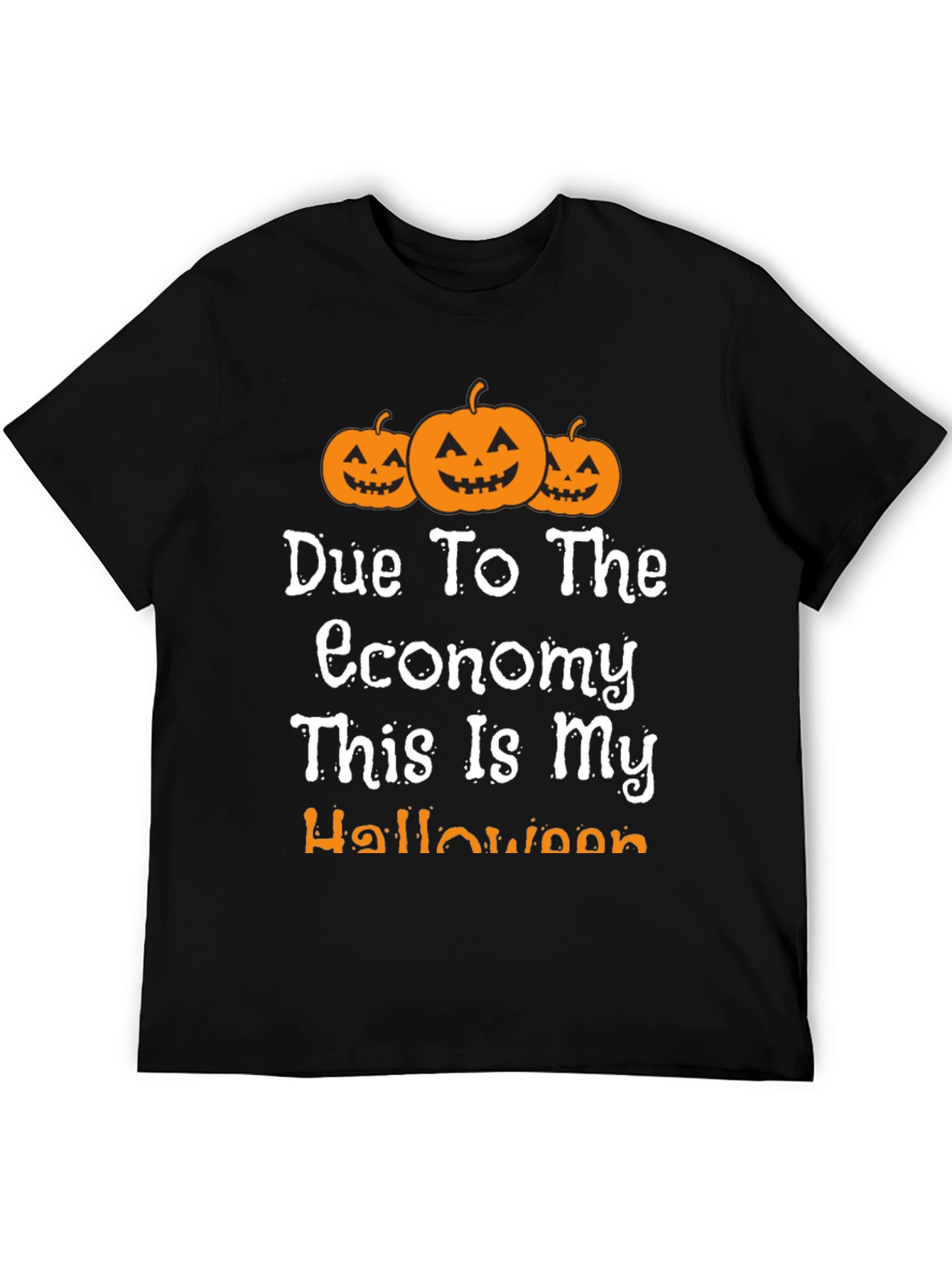 Black Funny Halloween Economy Pumpkin T-Shirt view 5