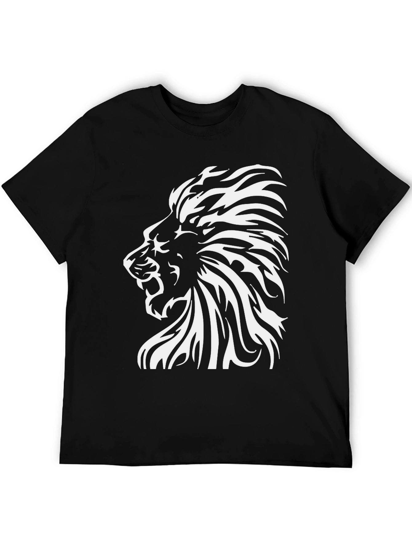 Black Lion Graphic Print T-Shirt - Bold Black Tee view 5