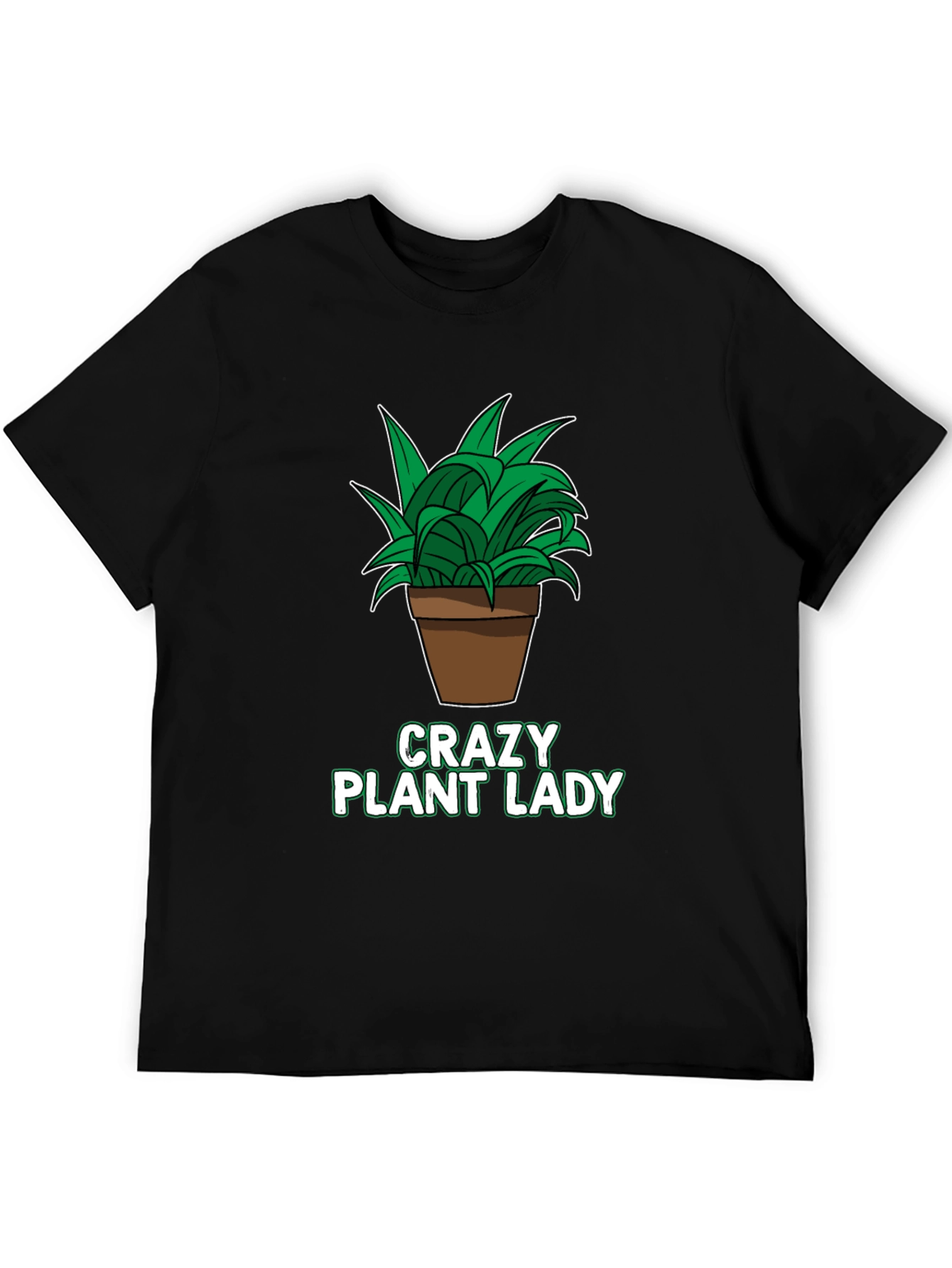 Black Crazy Plant Lady Graphic T-Shirt - Black view 5