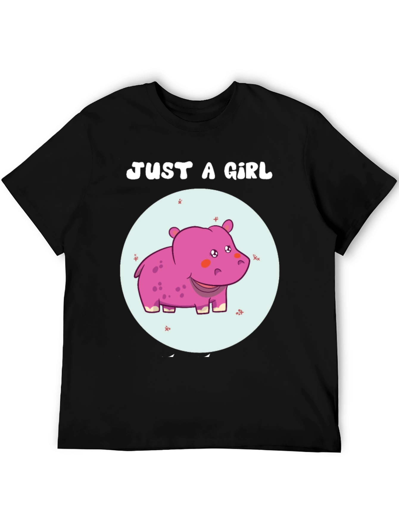 Black Just A Girl Hippo T-Shirt Cute Animal Graphic Tee view 5