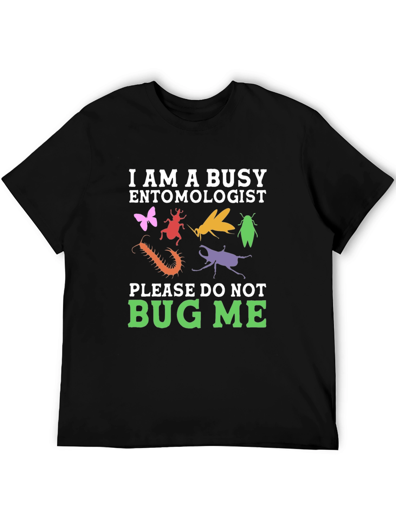 Black Busy Entomologist Graphic T-Shirt view 5