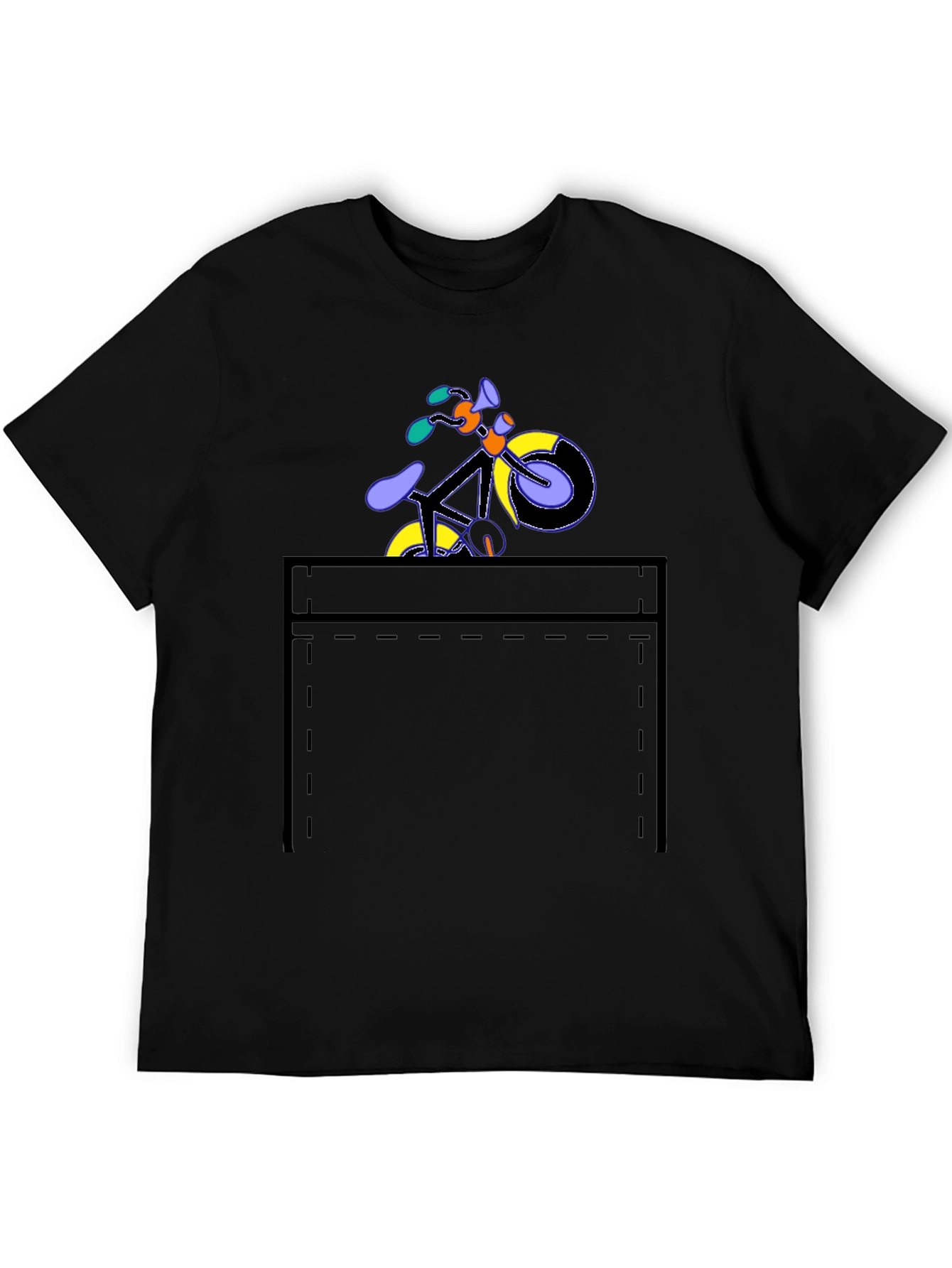 Black Bike in Pocket Graphic Tee - Stylish Casual Wear view 5