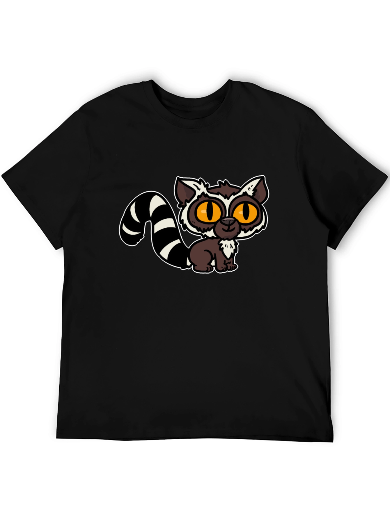 Black Cute Lemur Cartoon Graphic Tee view 5