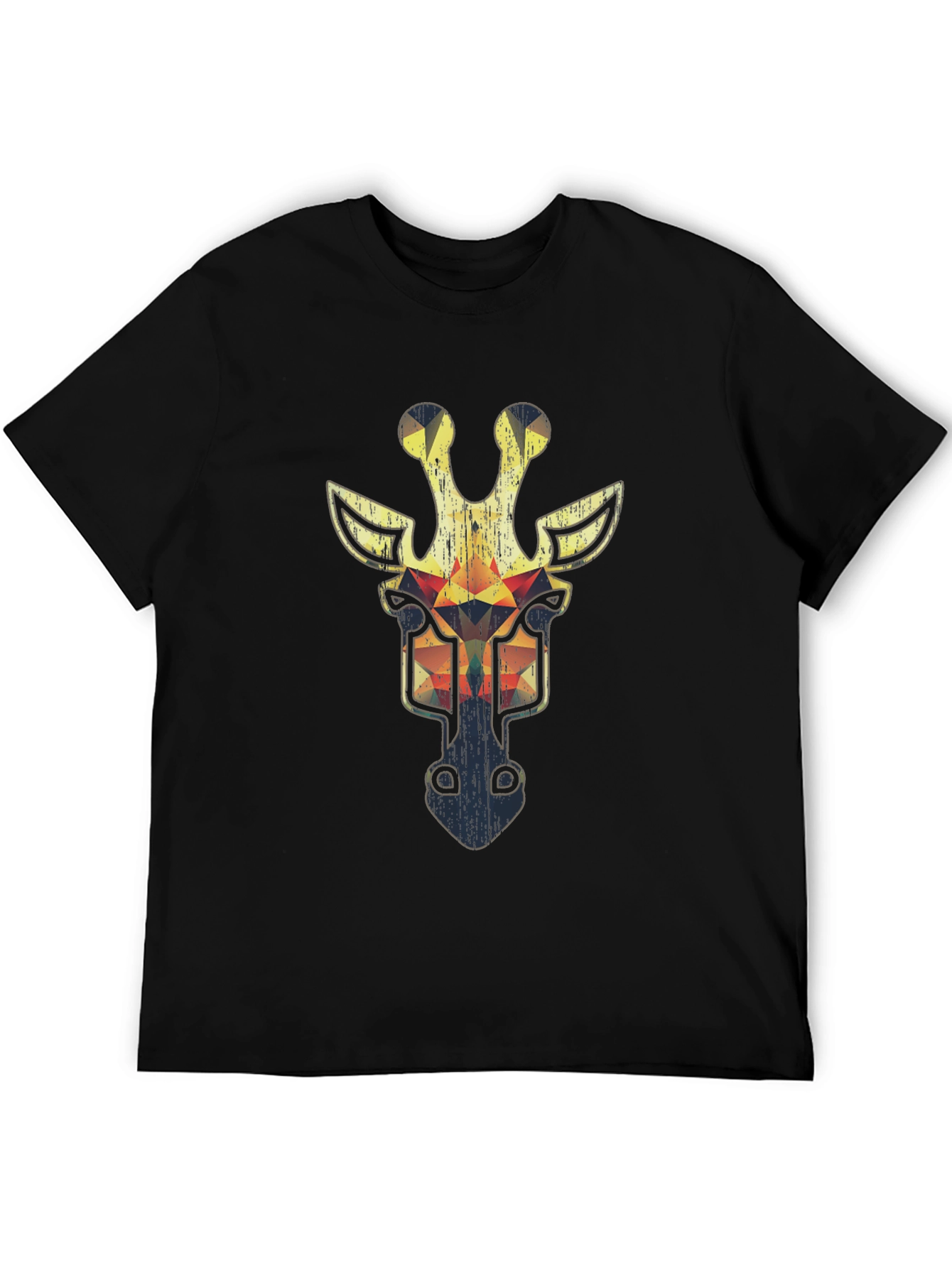Black Geometric Giraffe Graphic Tee - Cool Animal Print T-Shirt view 5