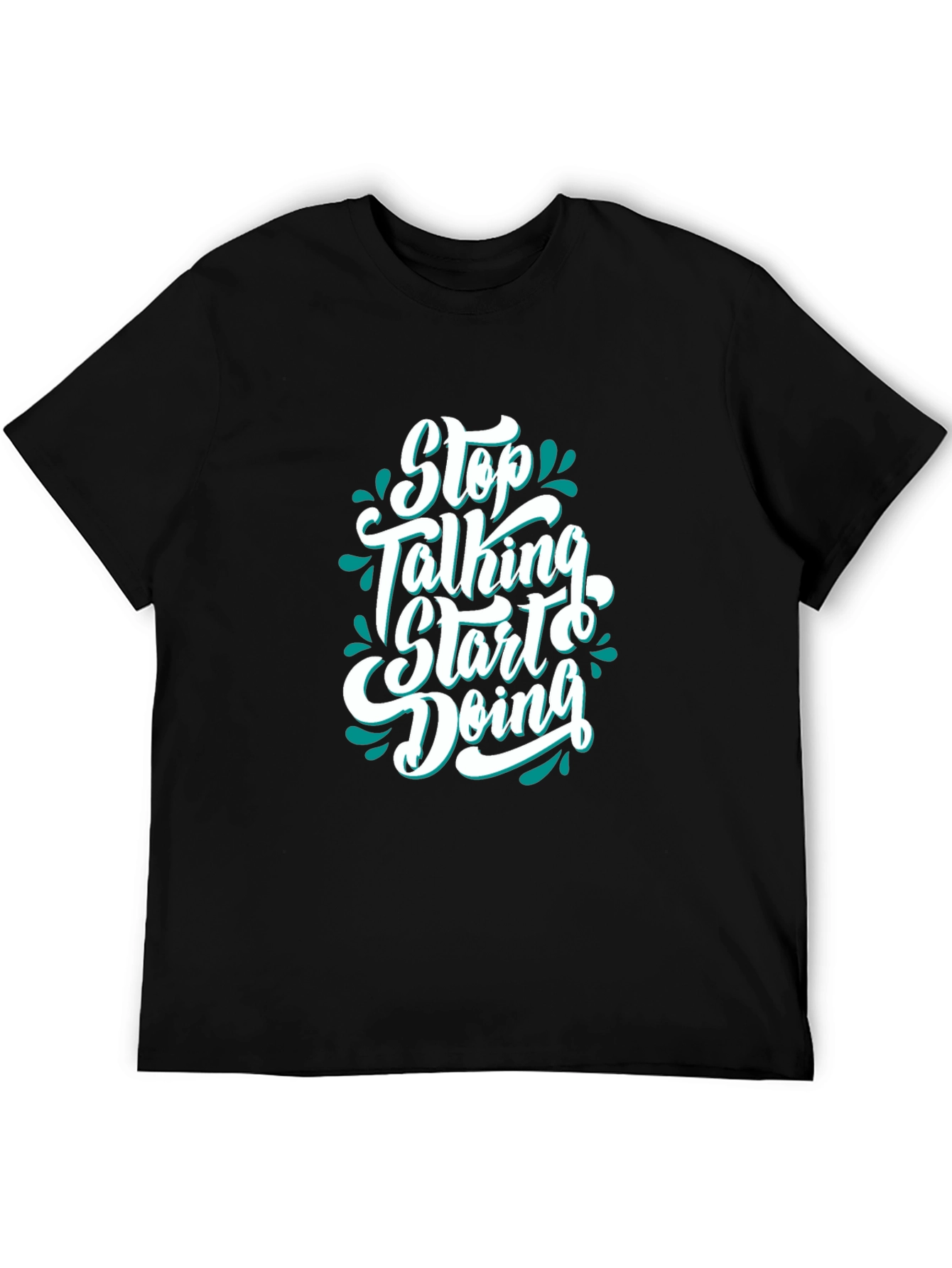 Black Motivational Black T-Shirt - Stop Talking Start Doing view 5