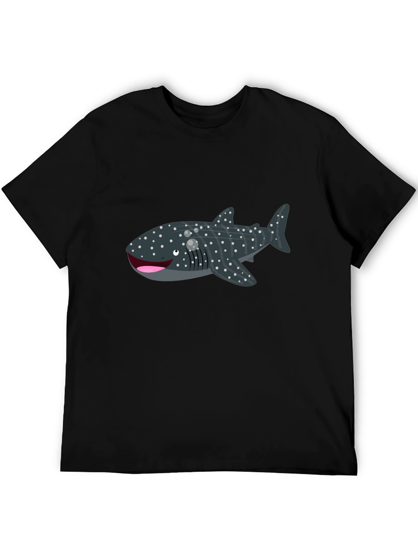 Black Whale Shark Graphic Tee - Black Cotton T-Shirt view 5