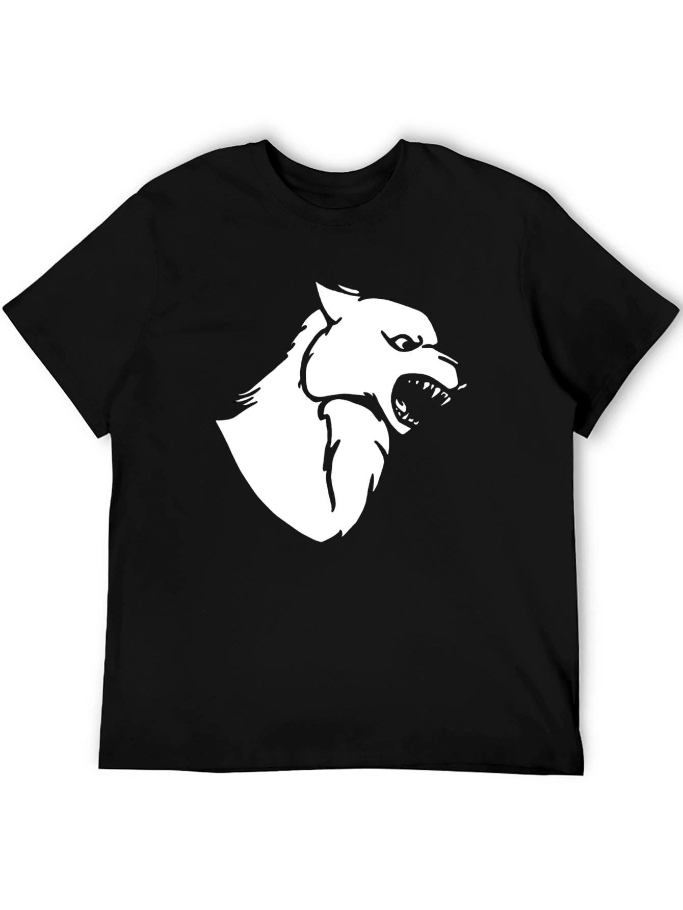 Black Black T-Shirt with White Wolf Graphic view 5