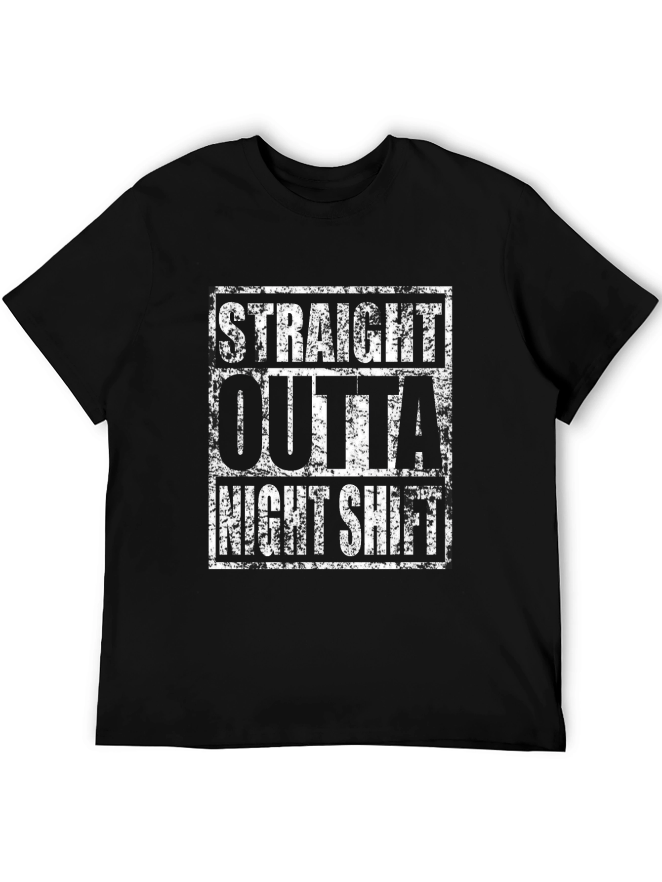 Black Straight Outta Night Shift Graphic T-Shirt view 5