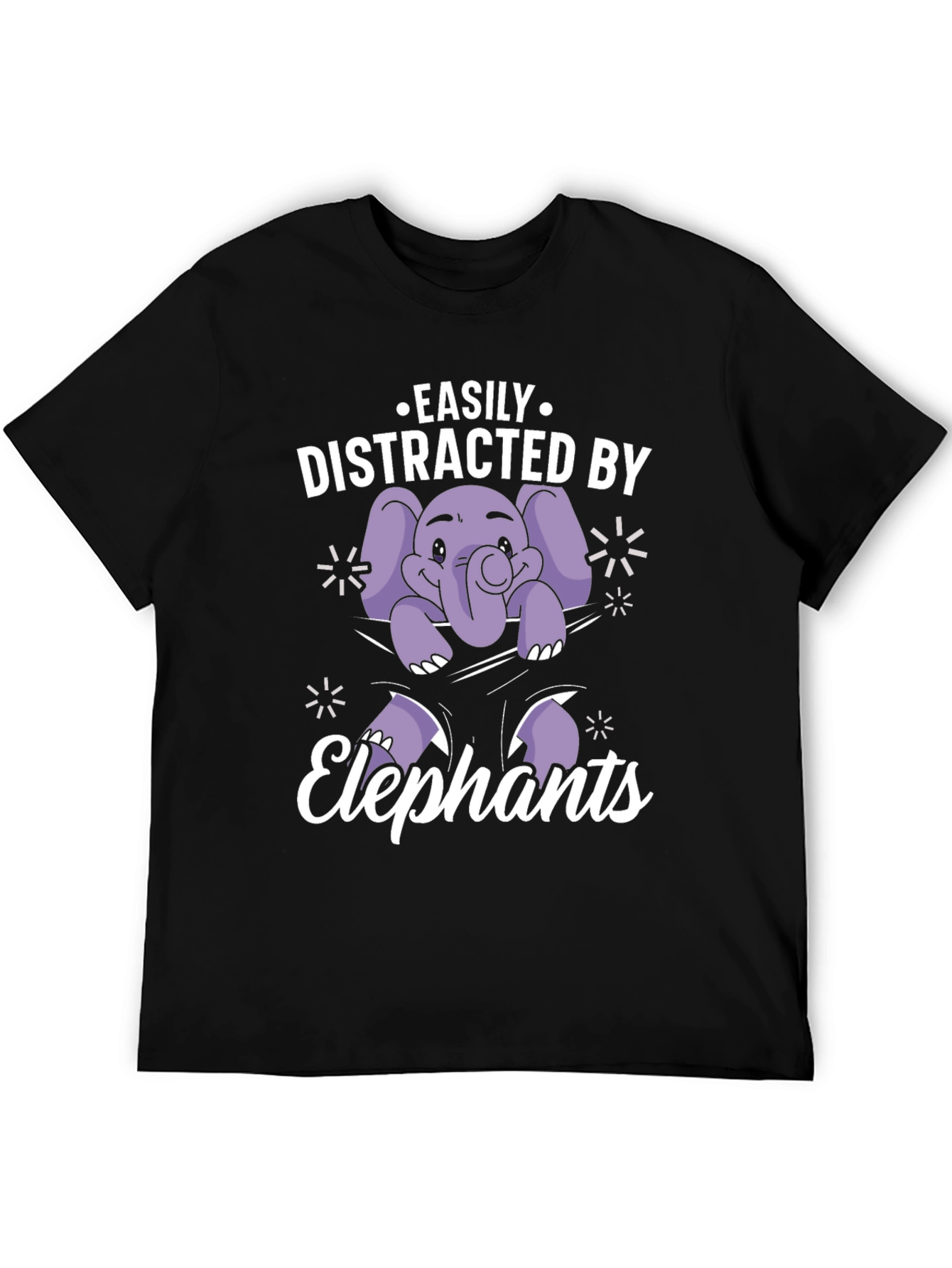 Black Easily Distracted By Elephants Graphic Tee view 5