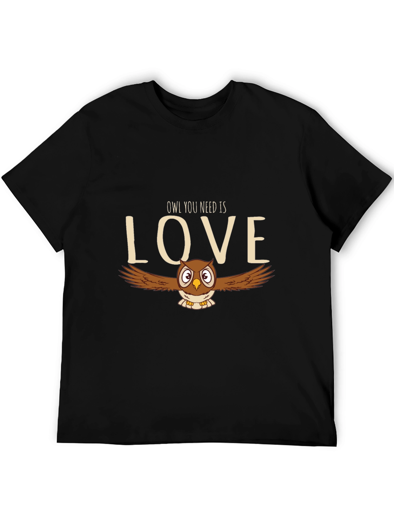 Black Owl You Need Is Love T-Shirt - Cute Bird Graphic Tee view 5