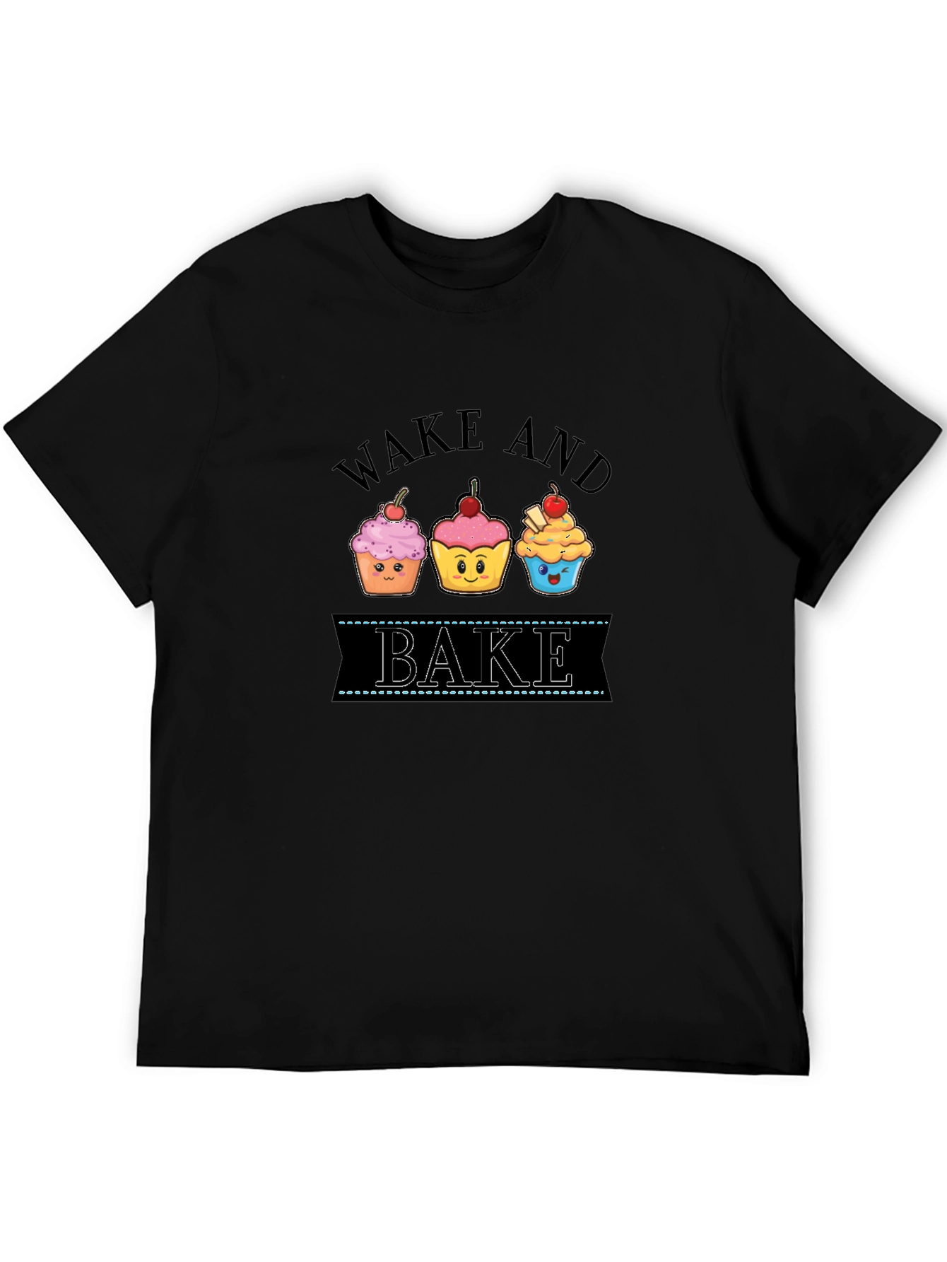 Black Wake and Bake Cupcake Graphic T-Shirt view 5