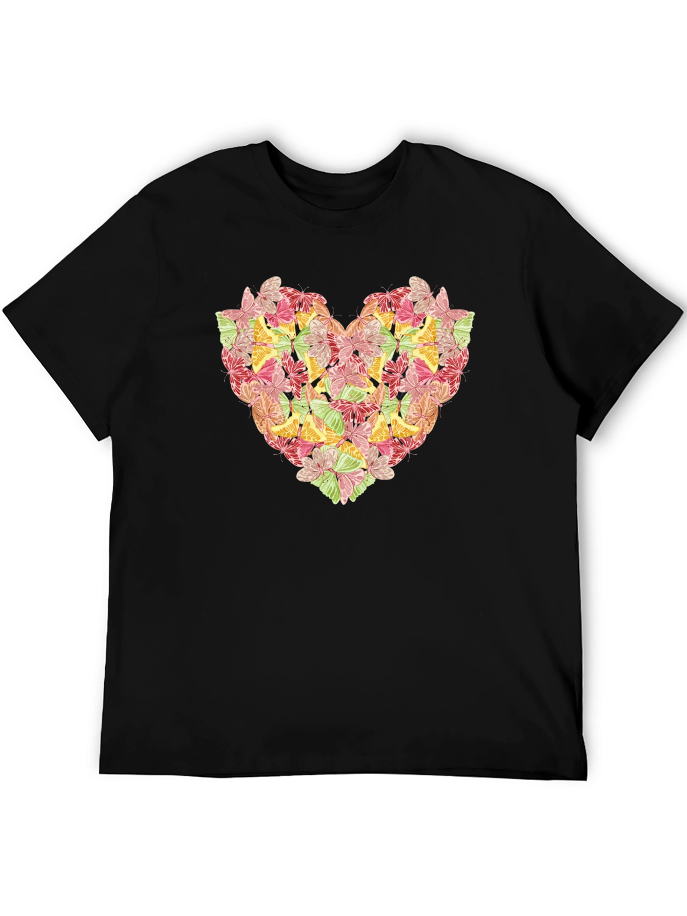 Black Butterfly Heart Graphic Black T-Shirt view 5