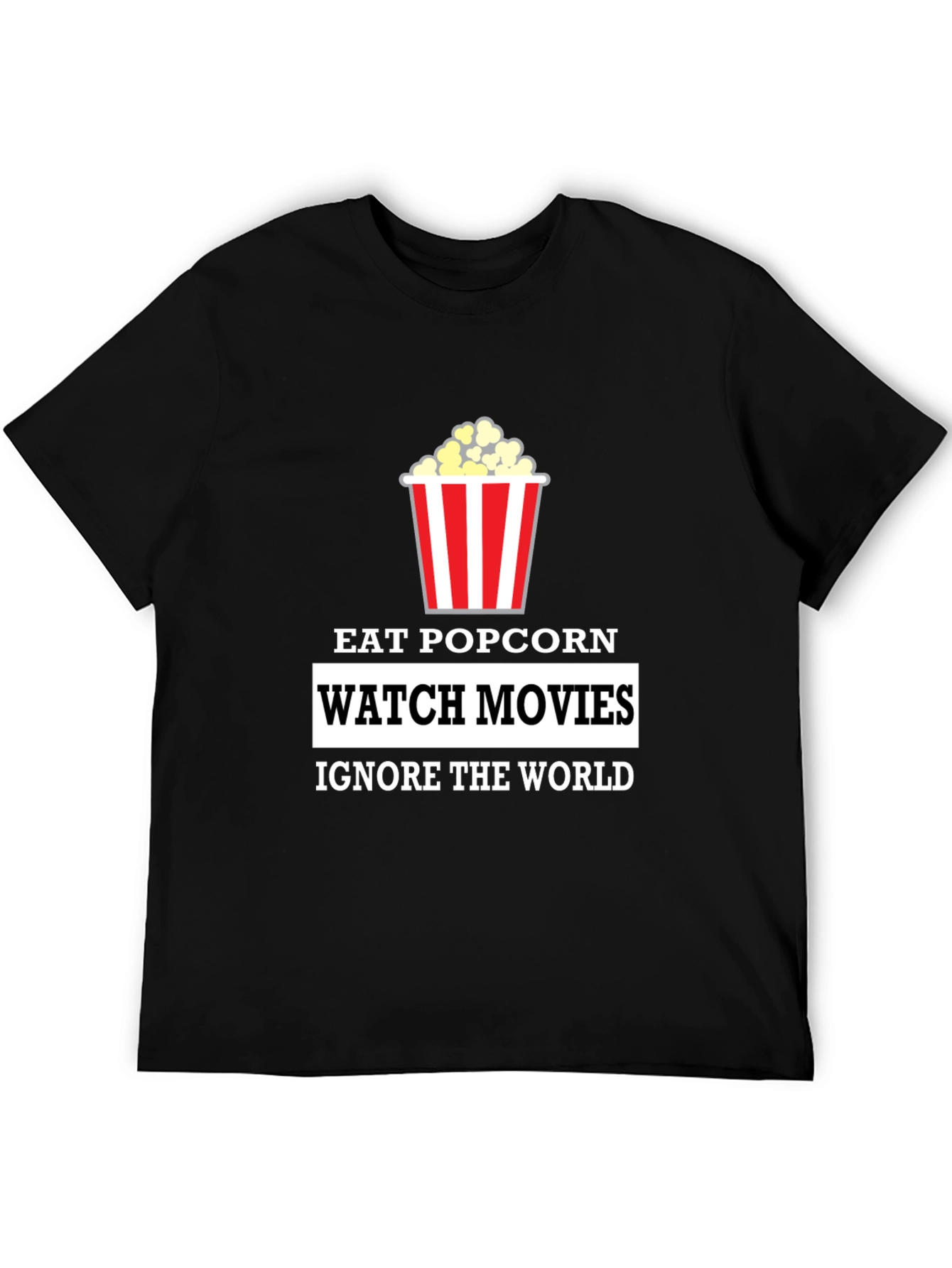 Black Eat Popcorn Watch Movies T-Shirt view 5