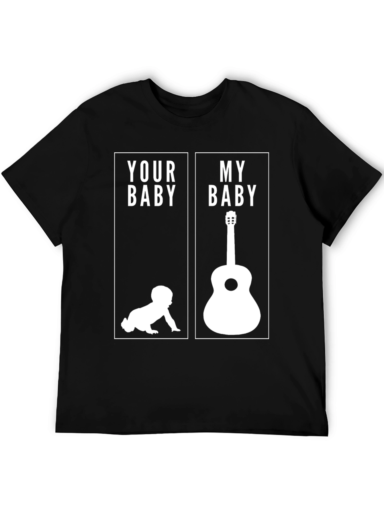 Black Funny Your Baby My Baby Guitar T-Shirt view 5