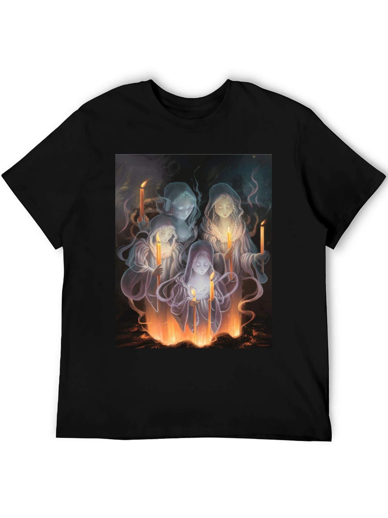 Black Ethereal Candle Maiden Black T-Shirt view 5