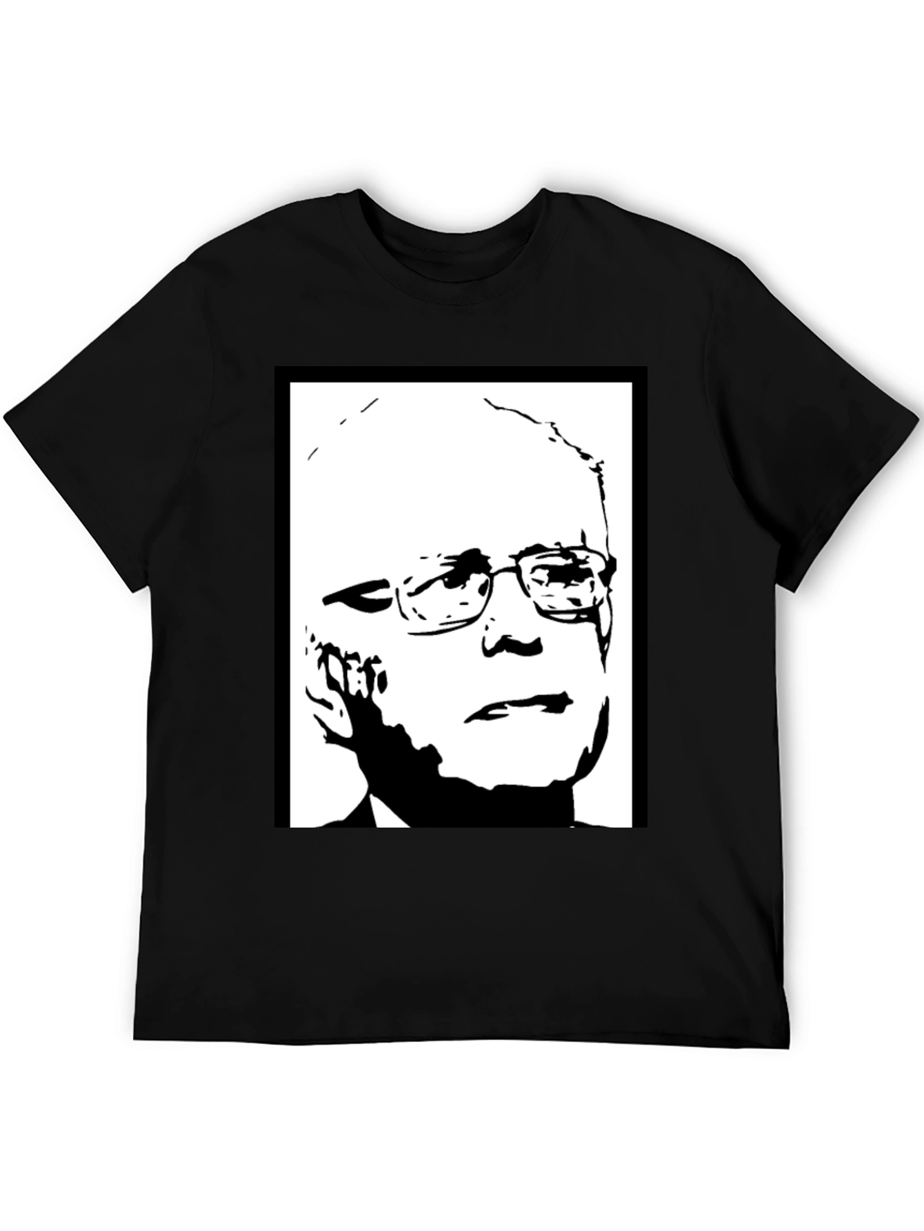 Black Political Graphic Tee - Bernie Sanders Portrait Shirt view 5