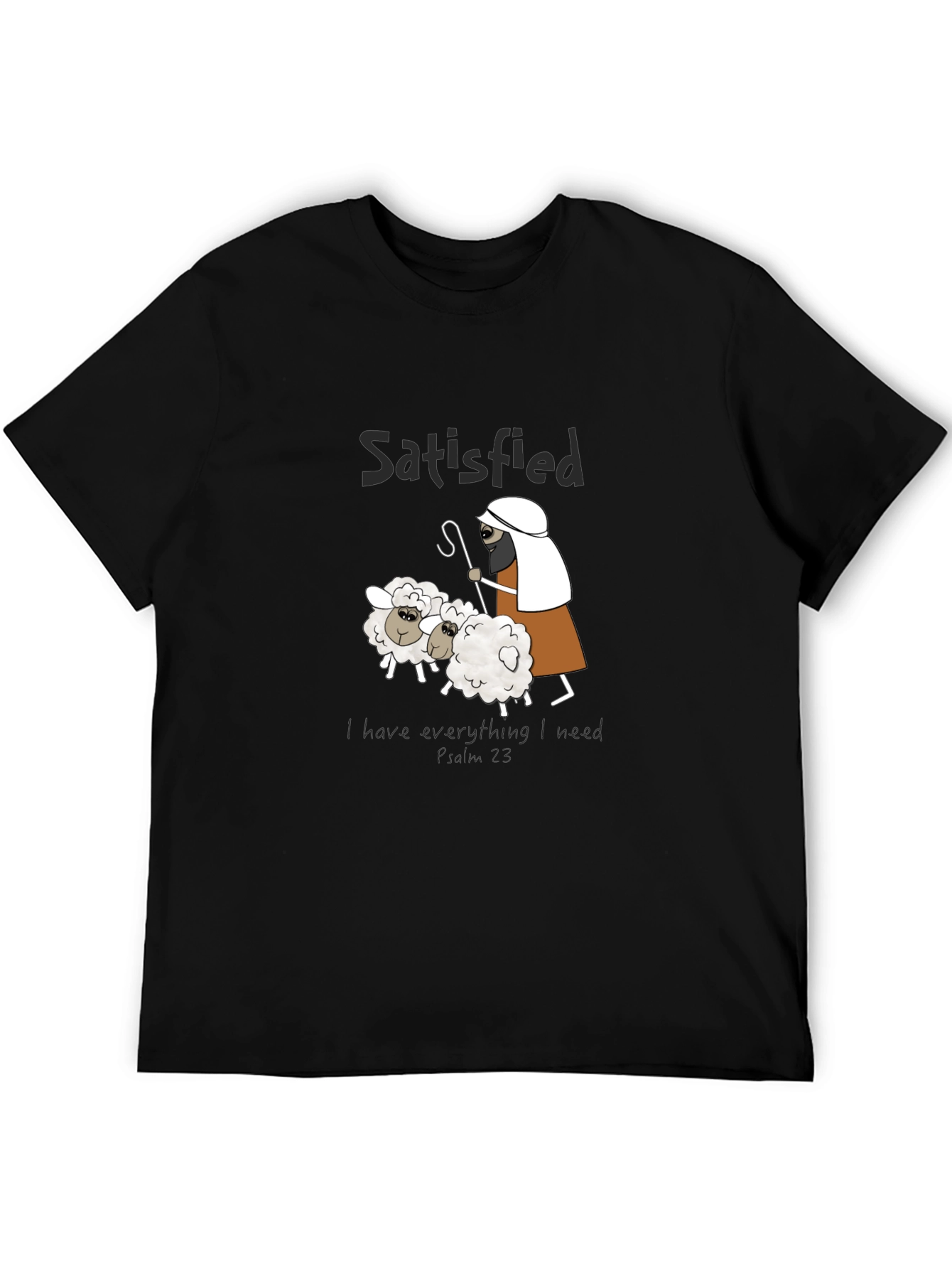 Black Satisfied Shepherd & Sheep Black T-Shirt view 5