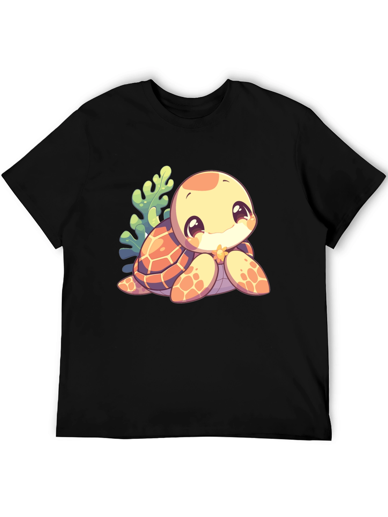 Black Cute Turtle Graphic Tee - Black view 5