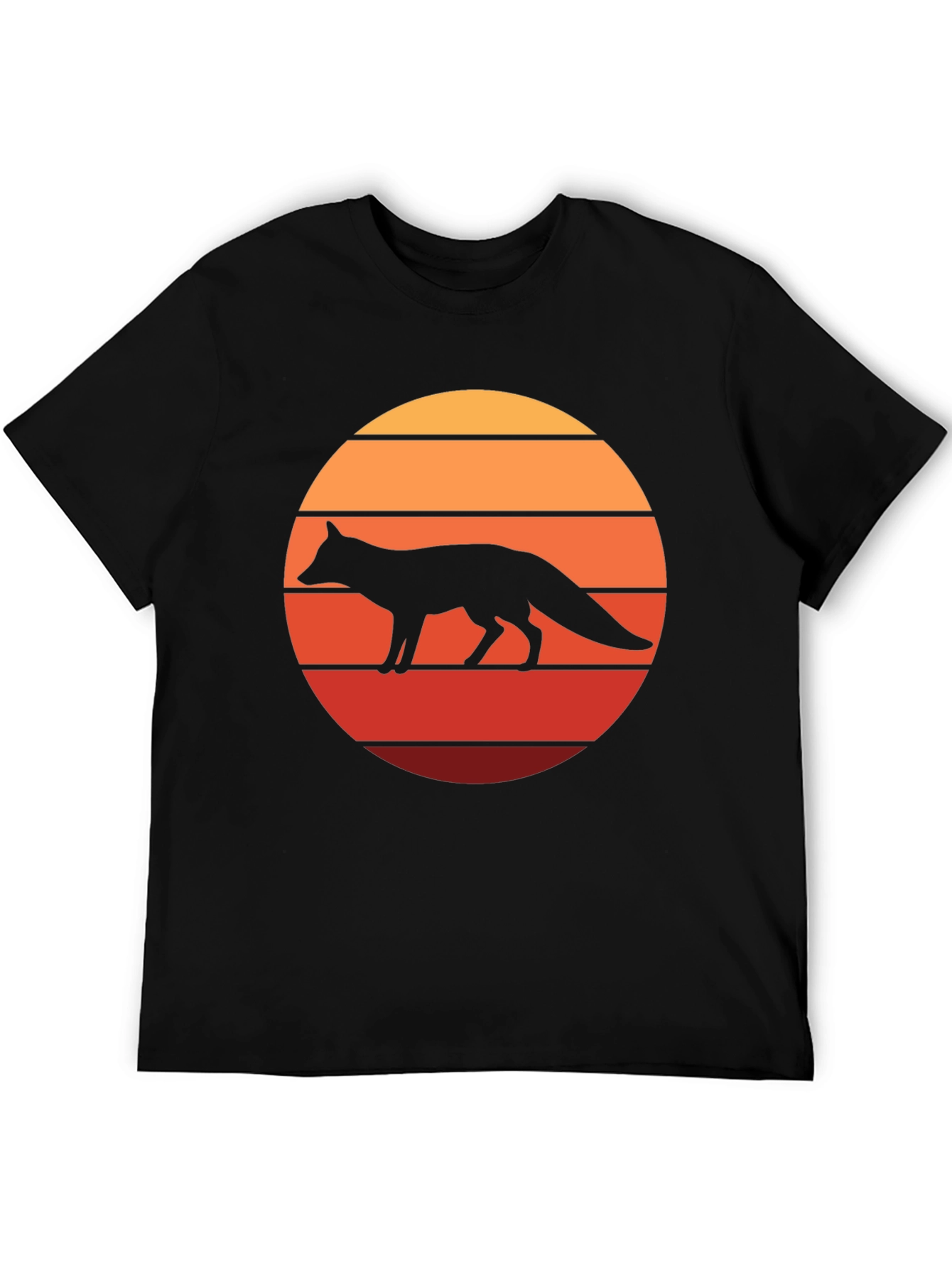 Black Retro Fox Sunset Graphic Tee view 5