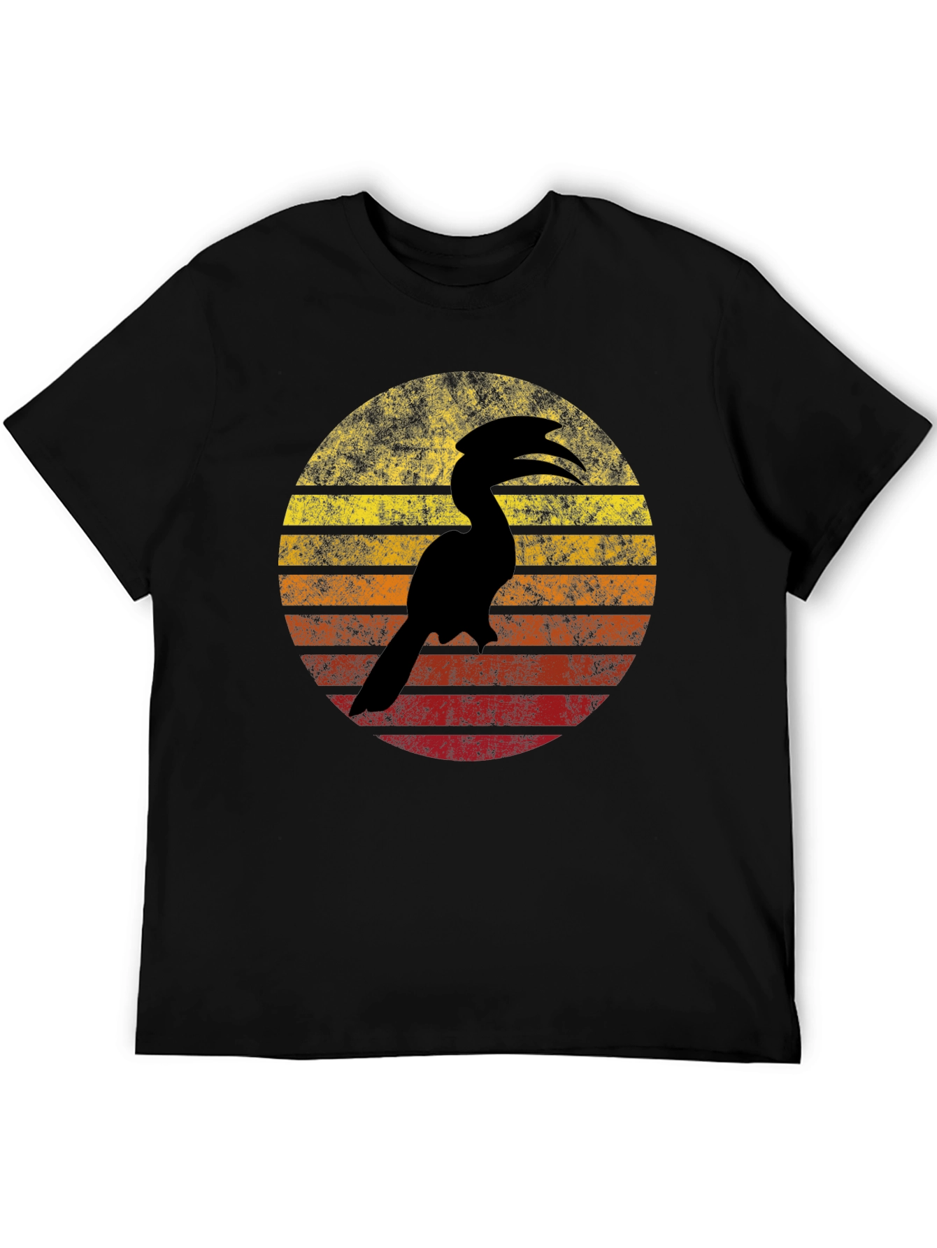 Black Vintage Hornbill Sunset Graphic Tee view 5