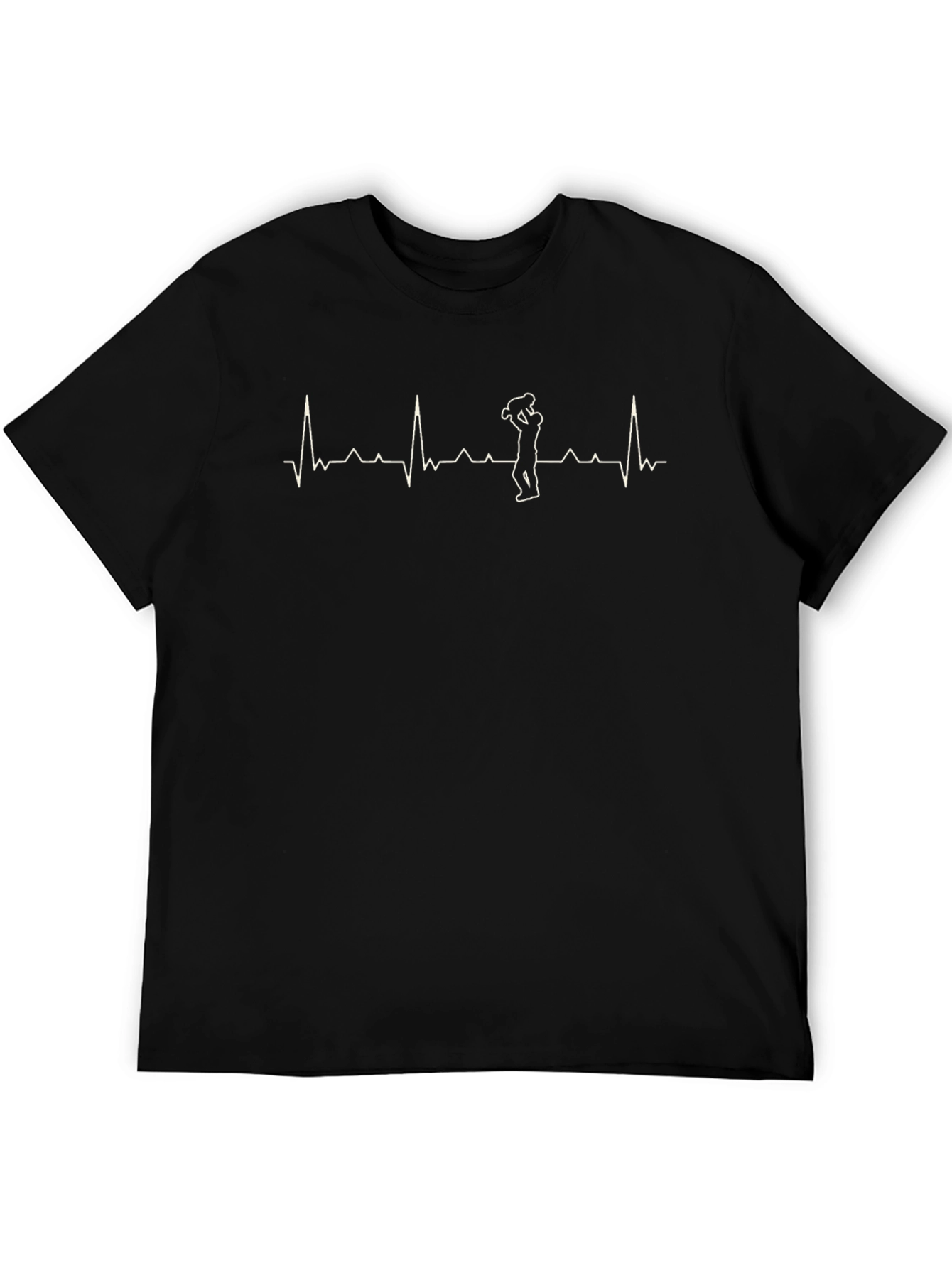 Black Dad Life ECG Heartbeat T-Shirt view 5