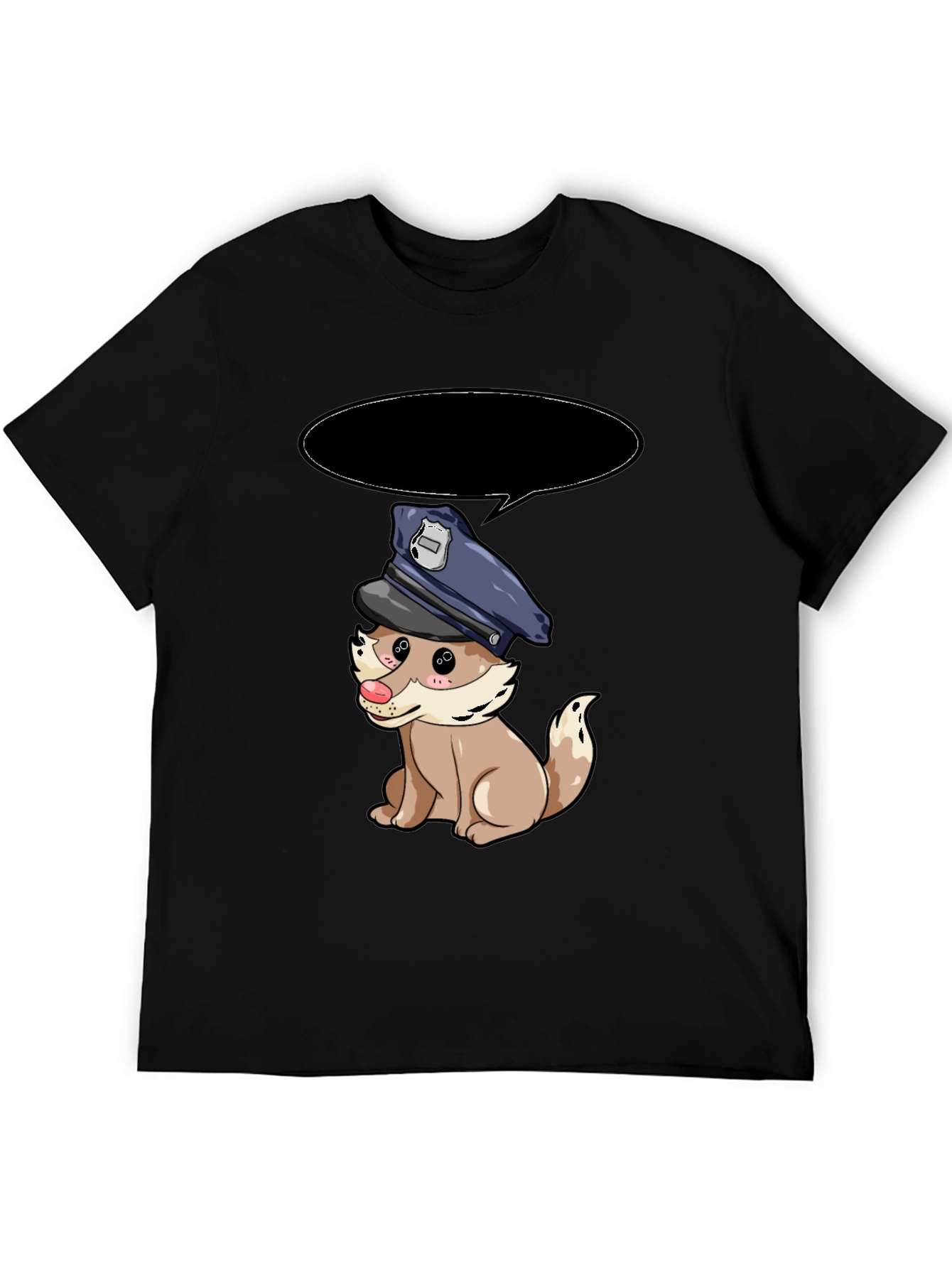Black Cartoon Dog Police T-Shirt view 5