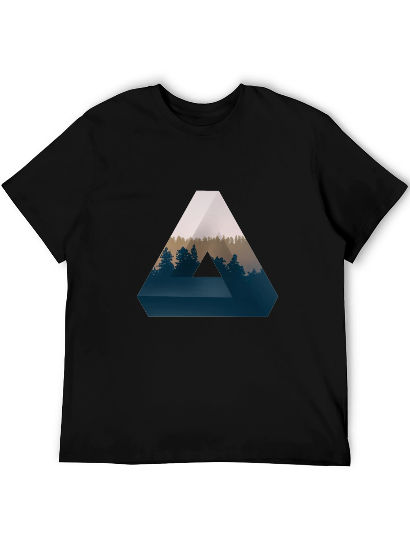 Black Geometric Forest Print T-Shirt - Stylish and Unique view 5