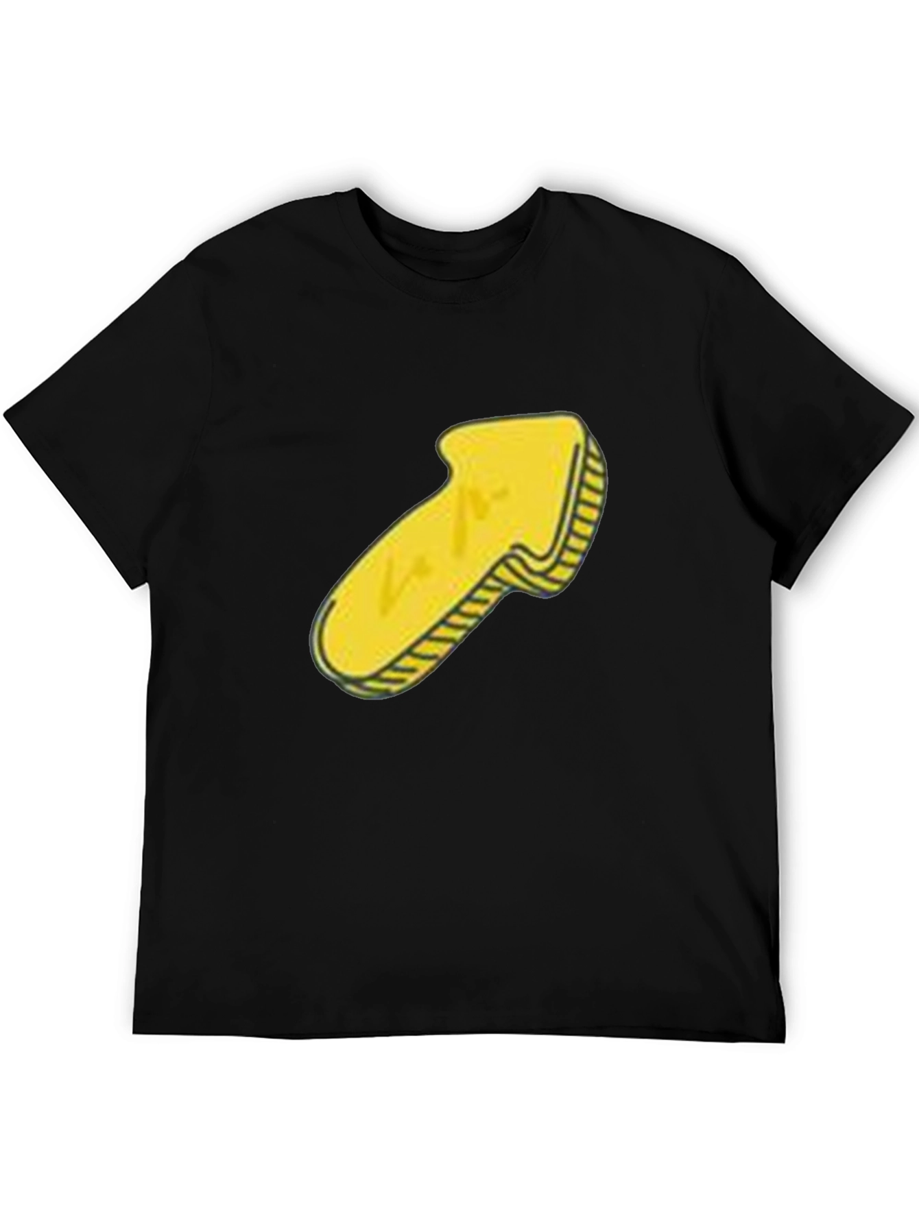 Black Men's Black T-Shirt with Yellow Arrow Graphic view 5