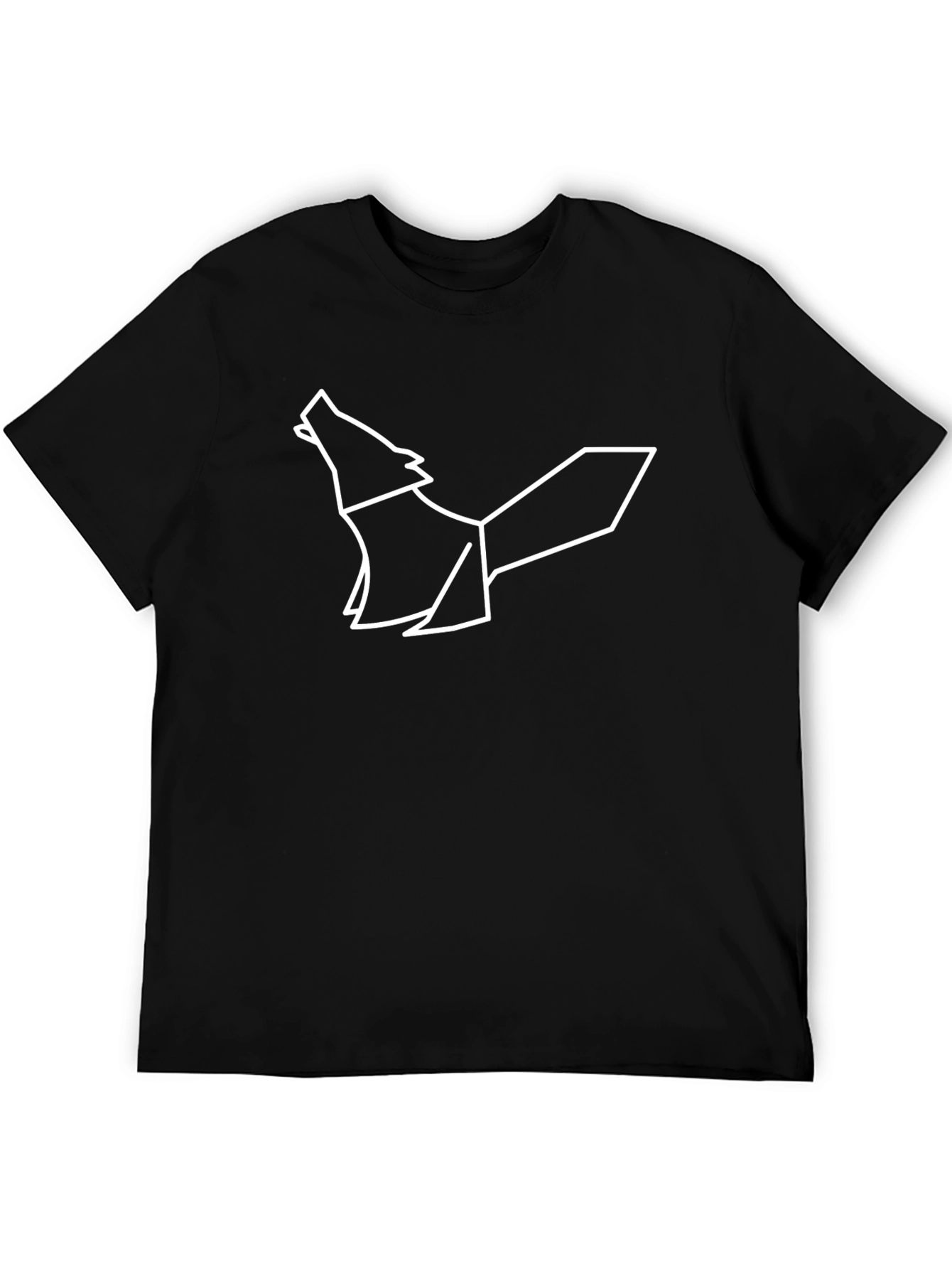 Black Geometric Wolf Graphic Tee - Modern Black T-Shirt view 5